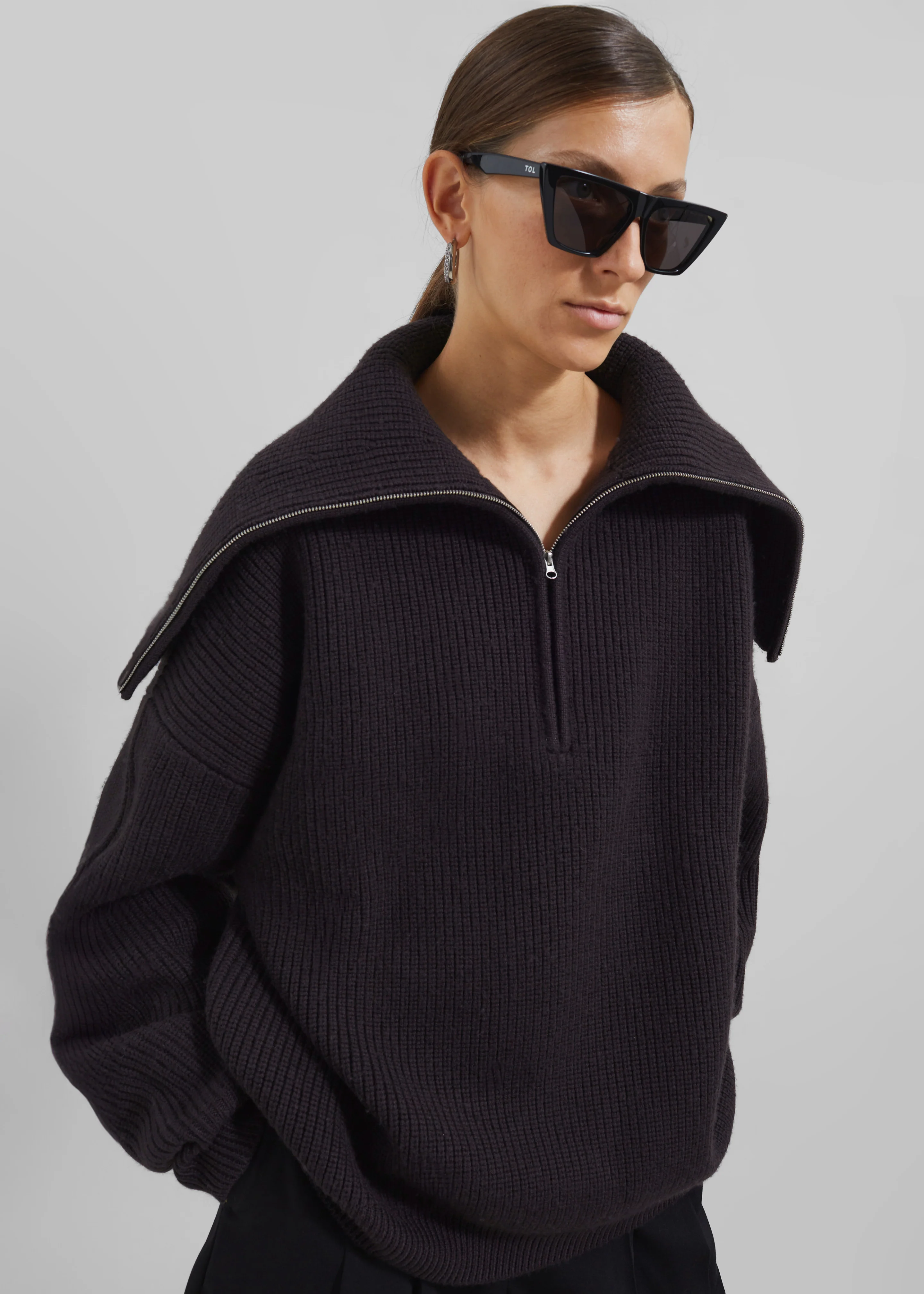 Hazel Oversized Wool Jumper - Dark Plum - Image 6