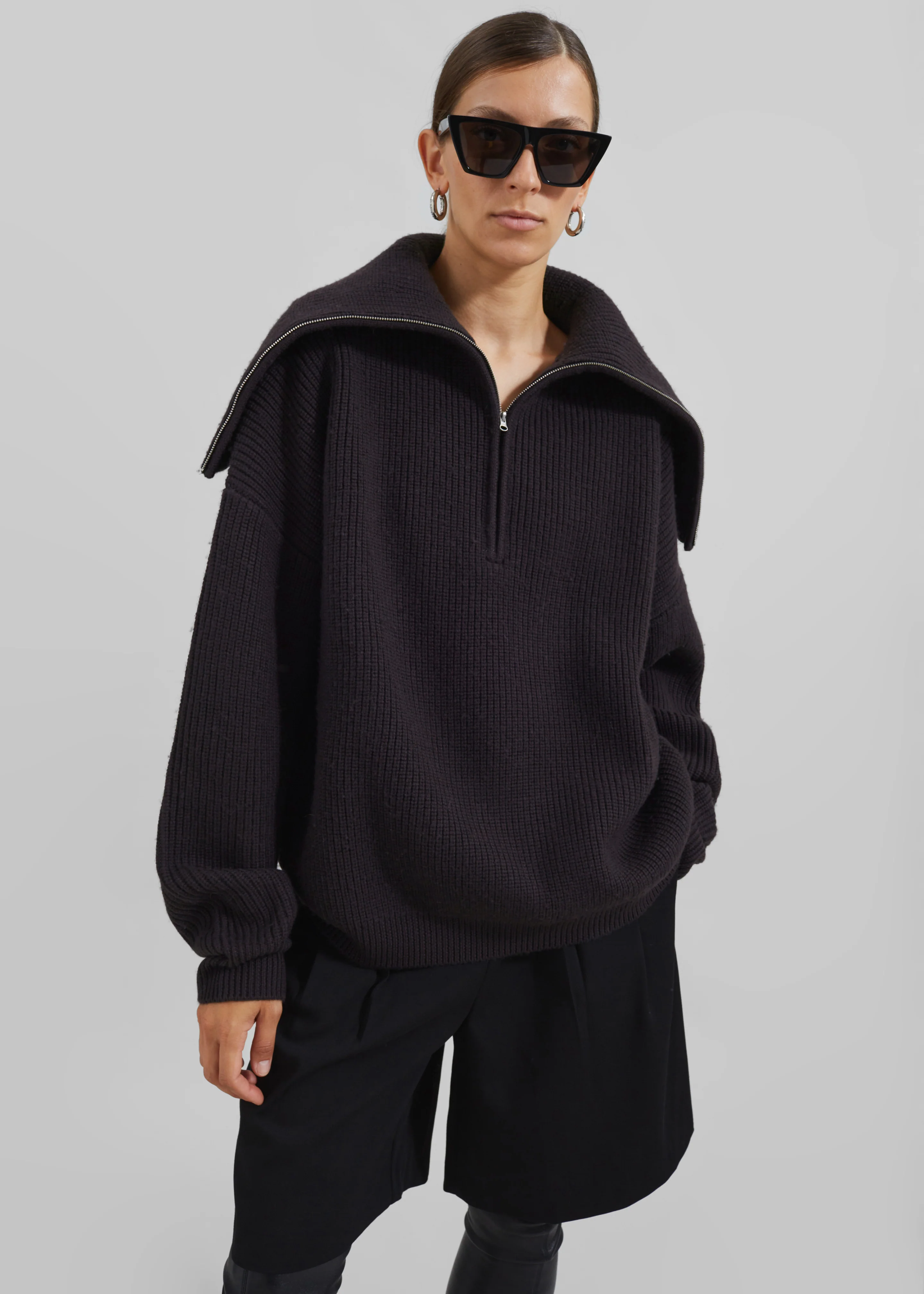 Hazel Oversized Wool Jumper - Dark Plum - Image 7