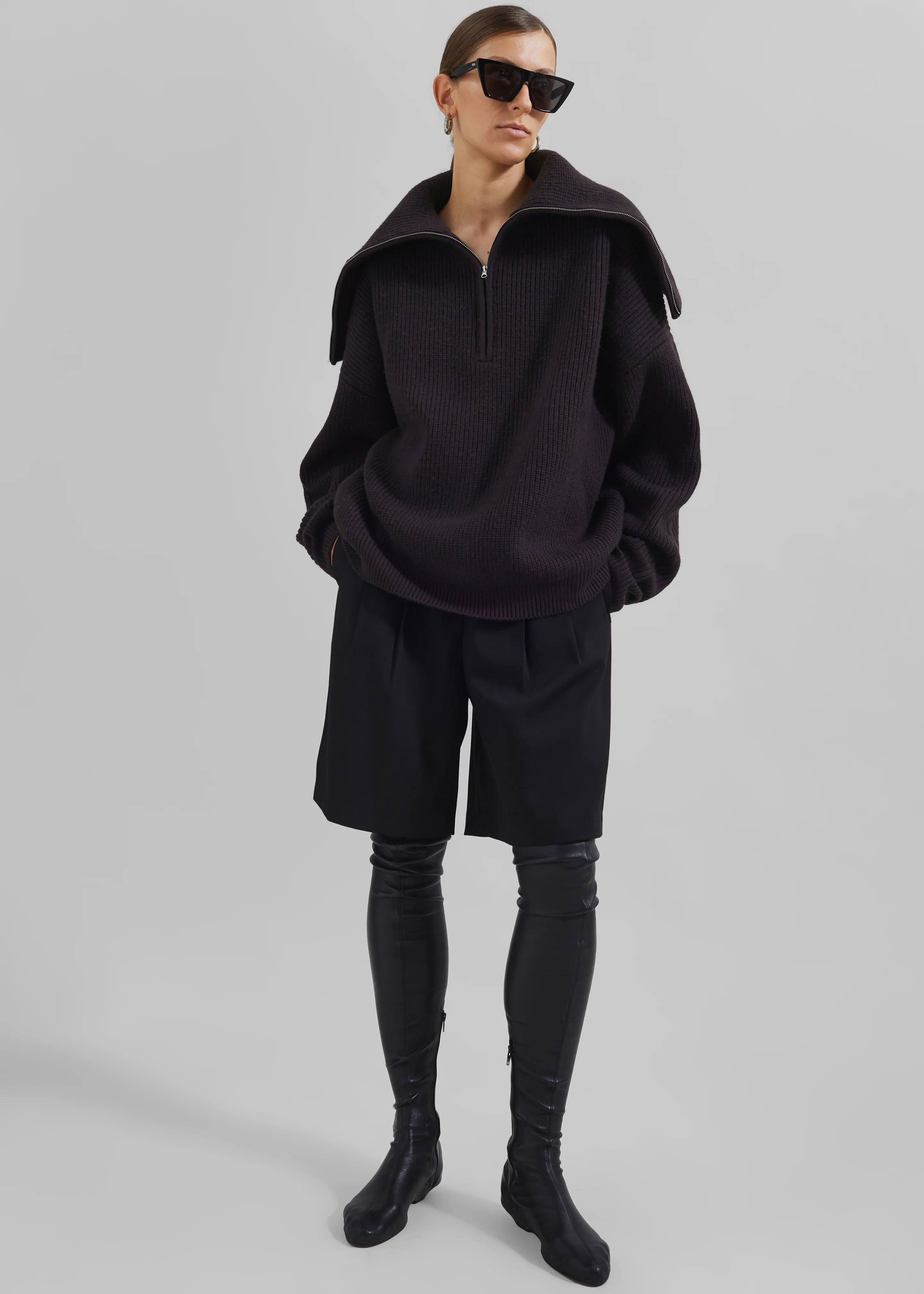 Hazel Oversized Wool Jumper - Dark Plum - Image 9