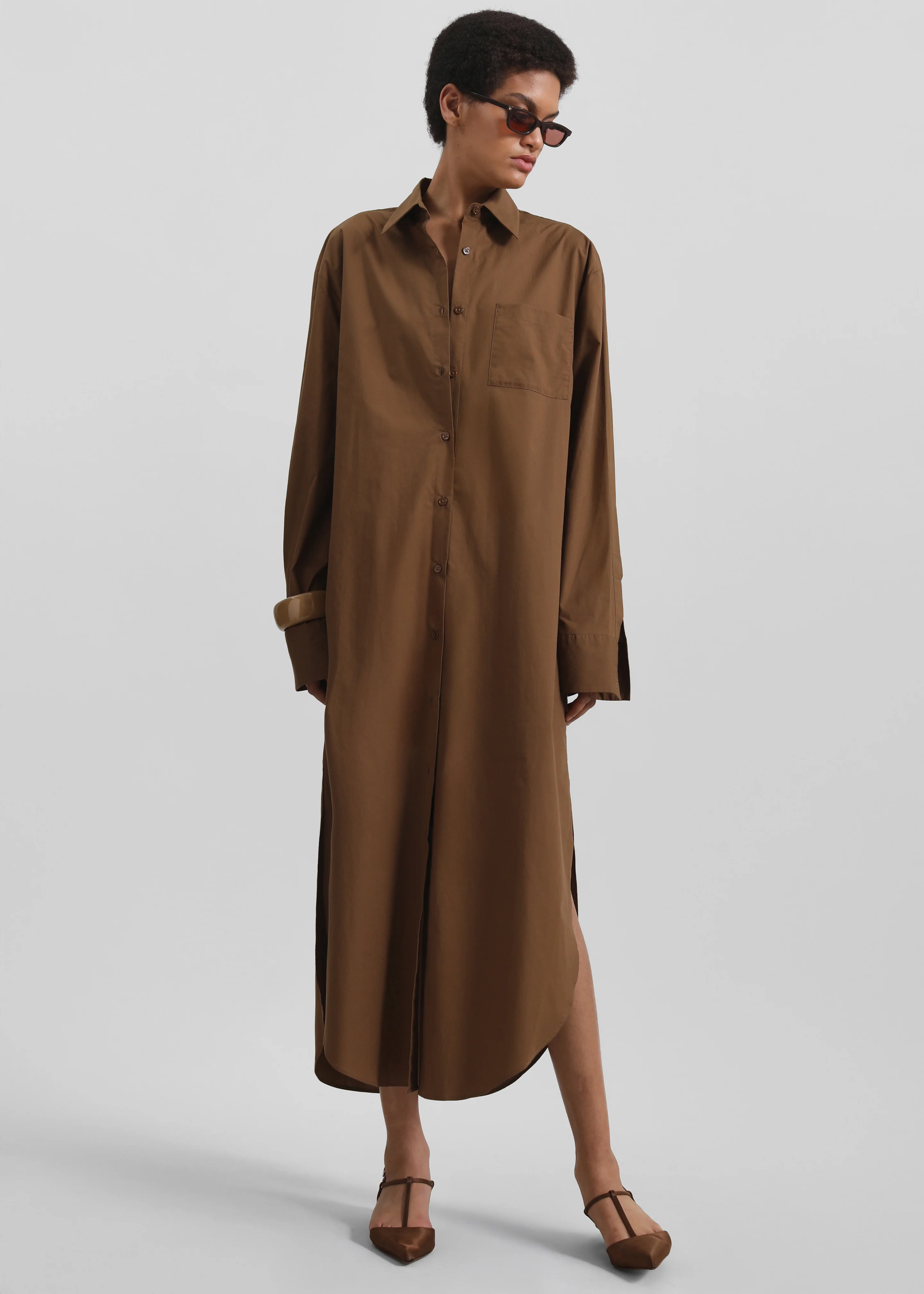 Helena Shirt Dress - Brown - Image 4