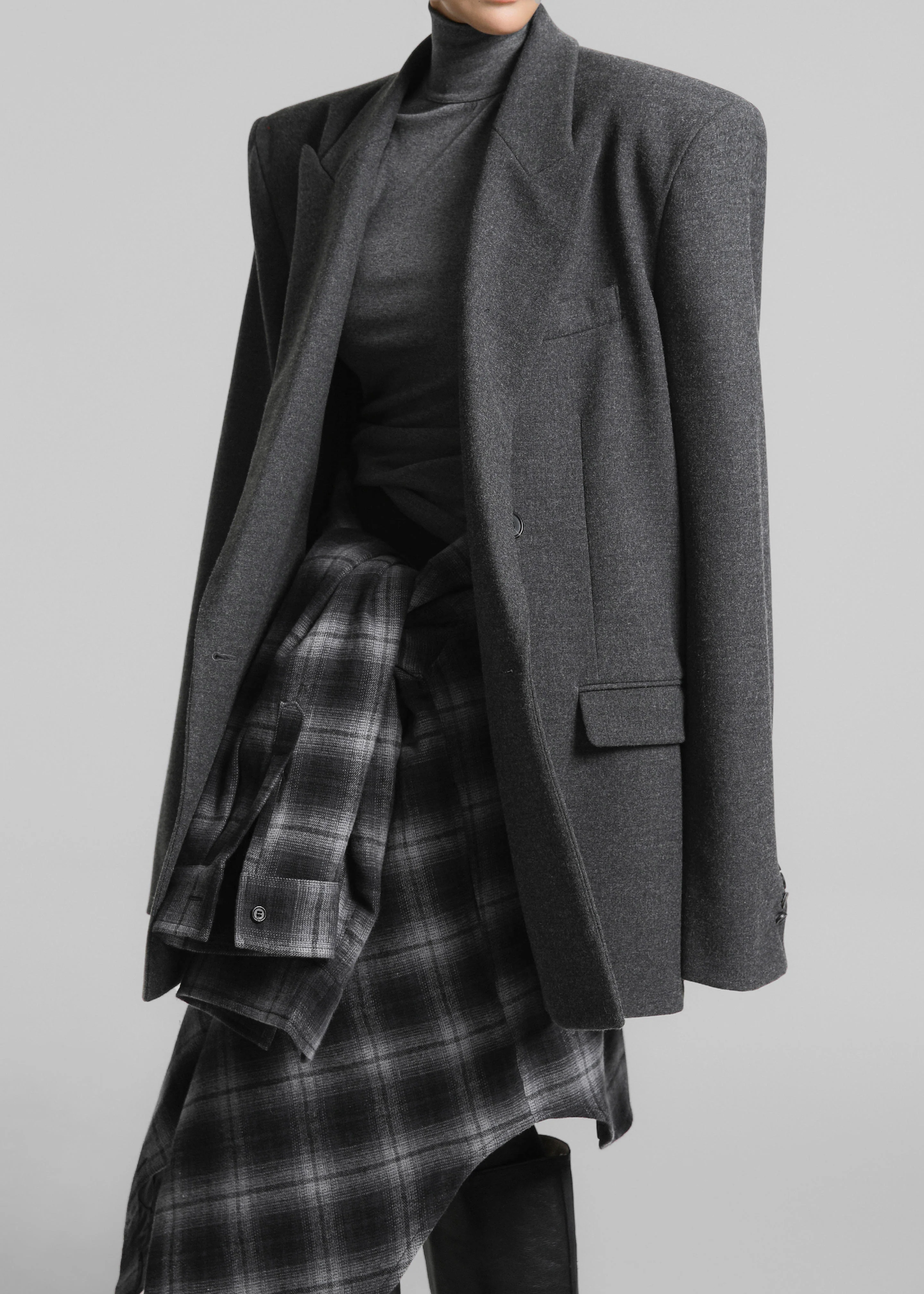 Helka Flannel Quilted Shirt - Charcoal - Image 10
