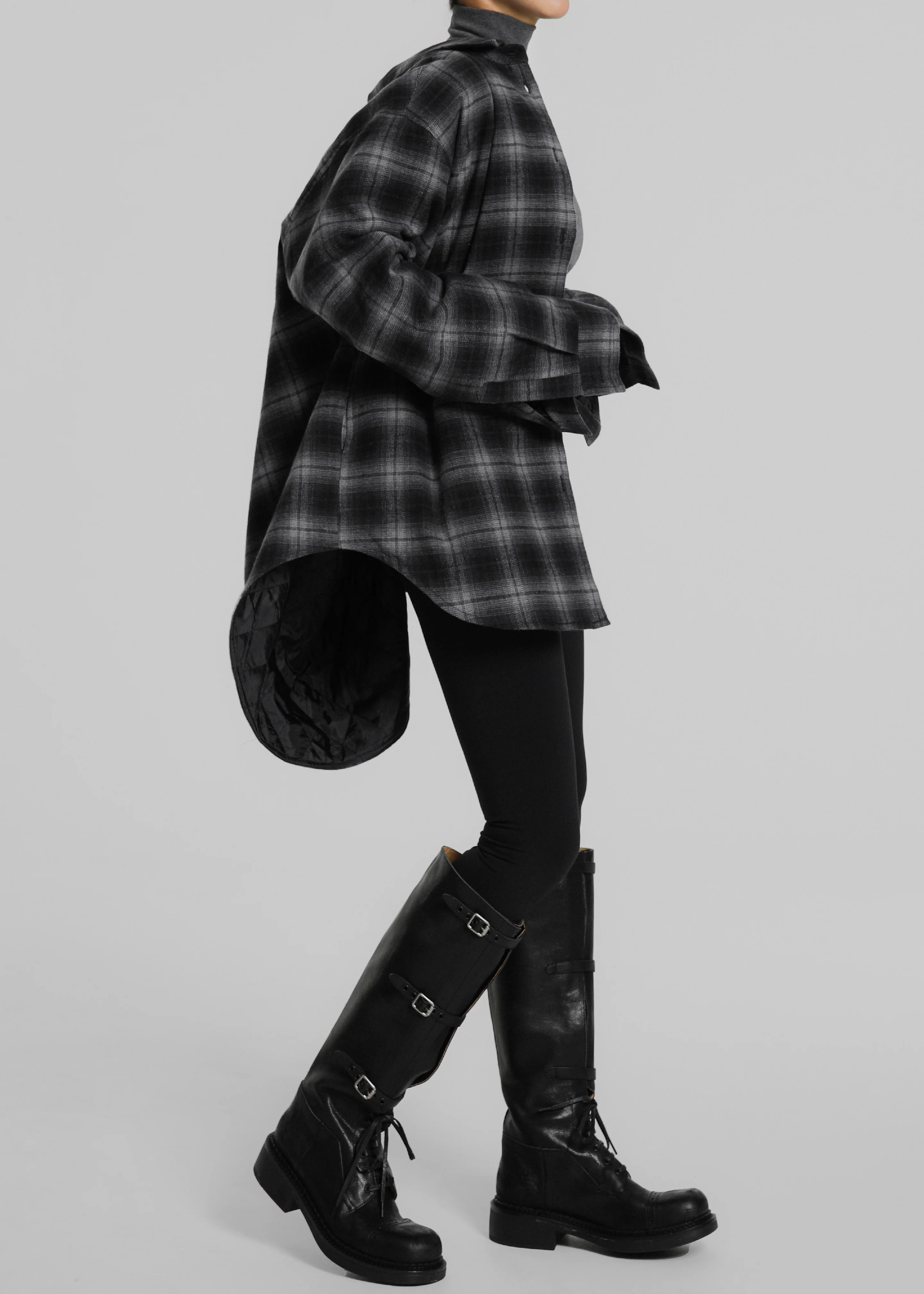 Helka Flannel Quilted Shirt - Charcoal - Image 2