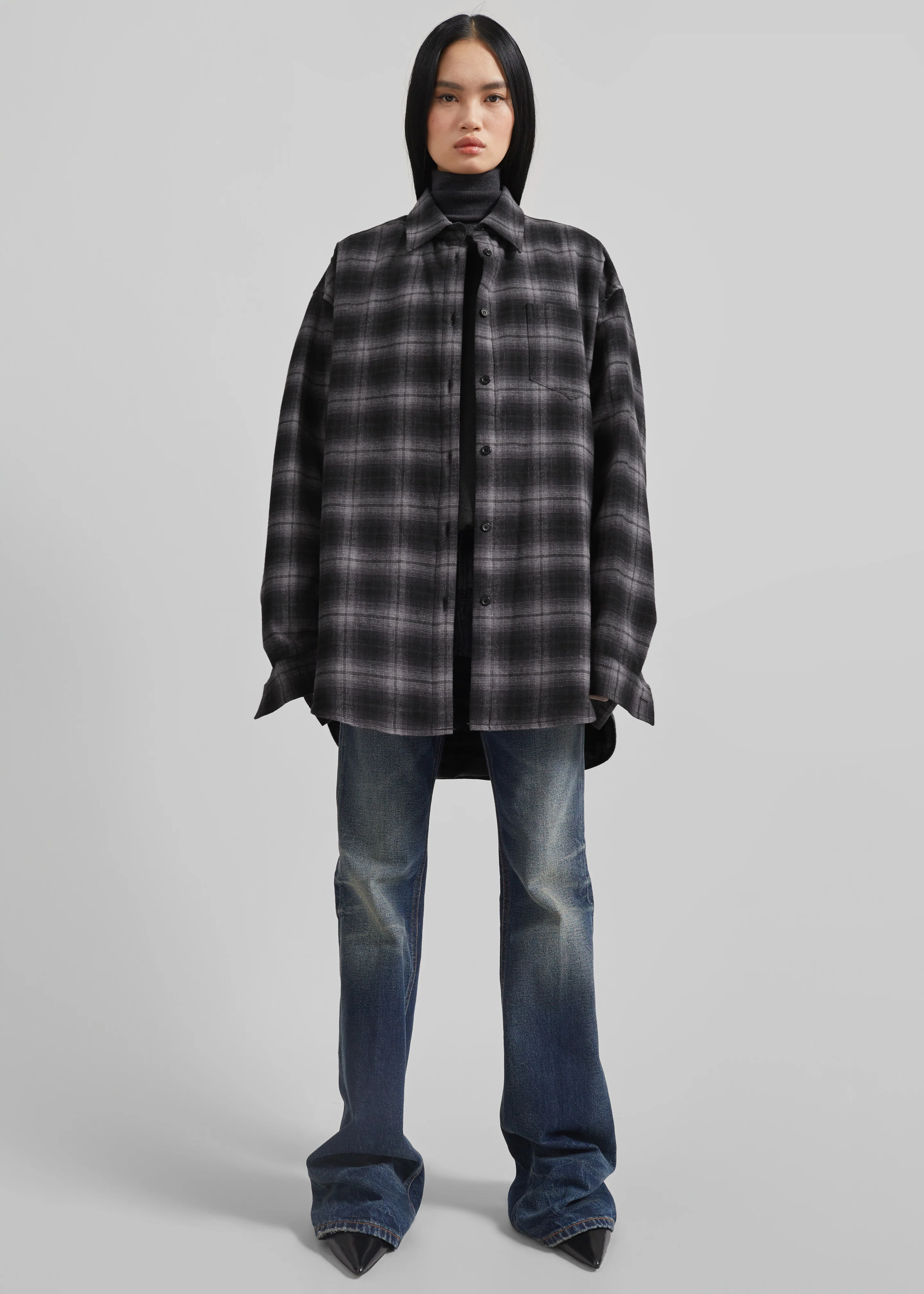 Helka Flannel Quilted Shirt - Charcoal - Image 4