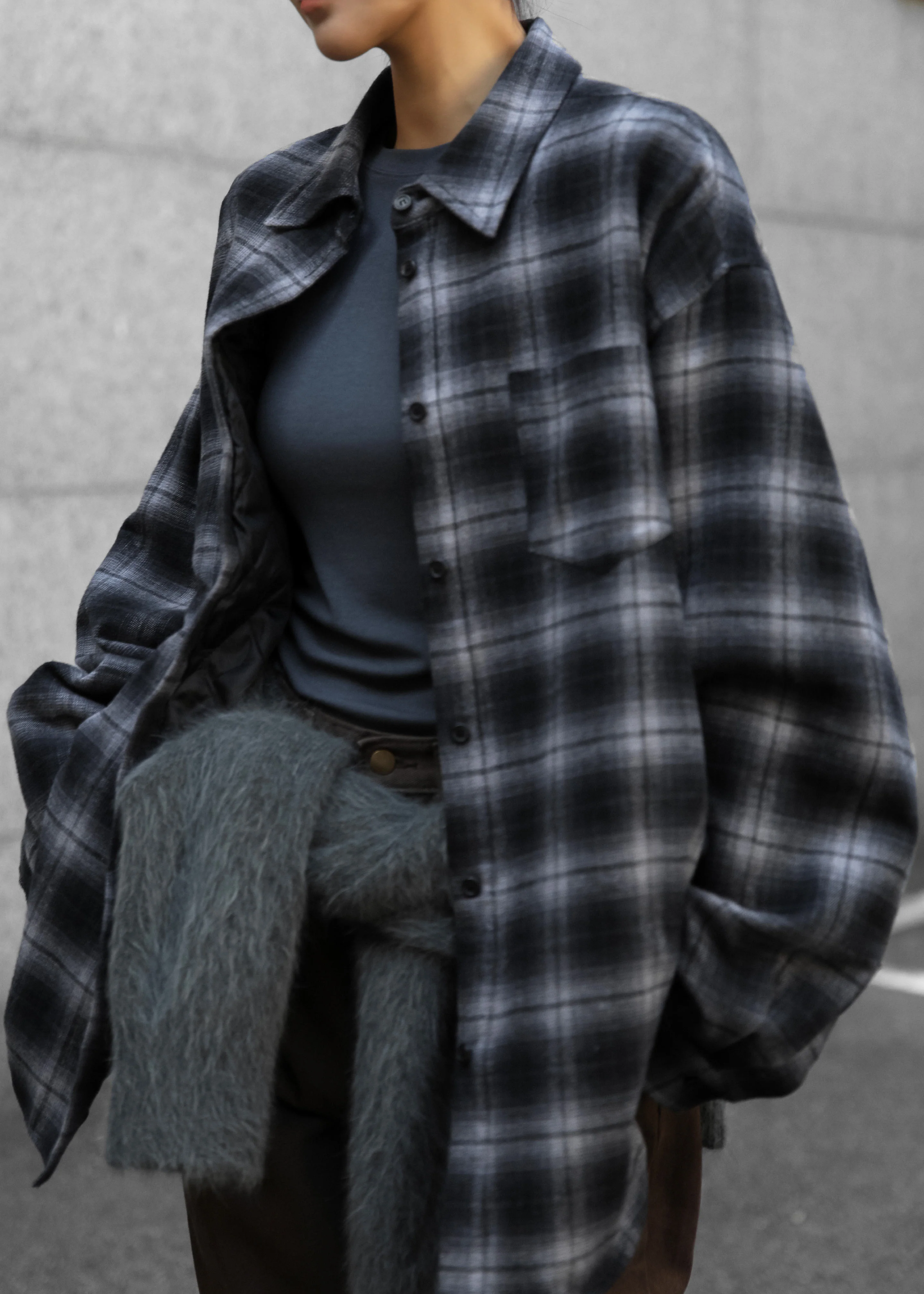 Helka Flannel Quilted Shirt - Charcoal - Image 5