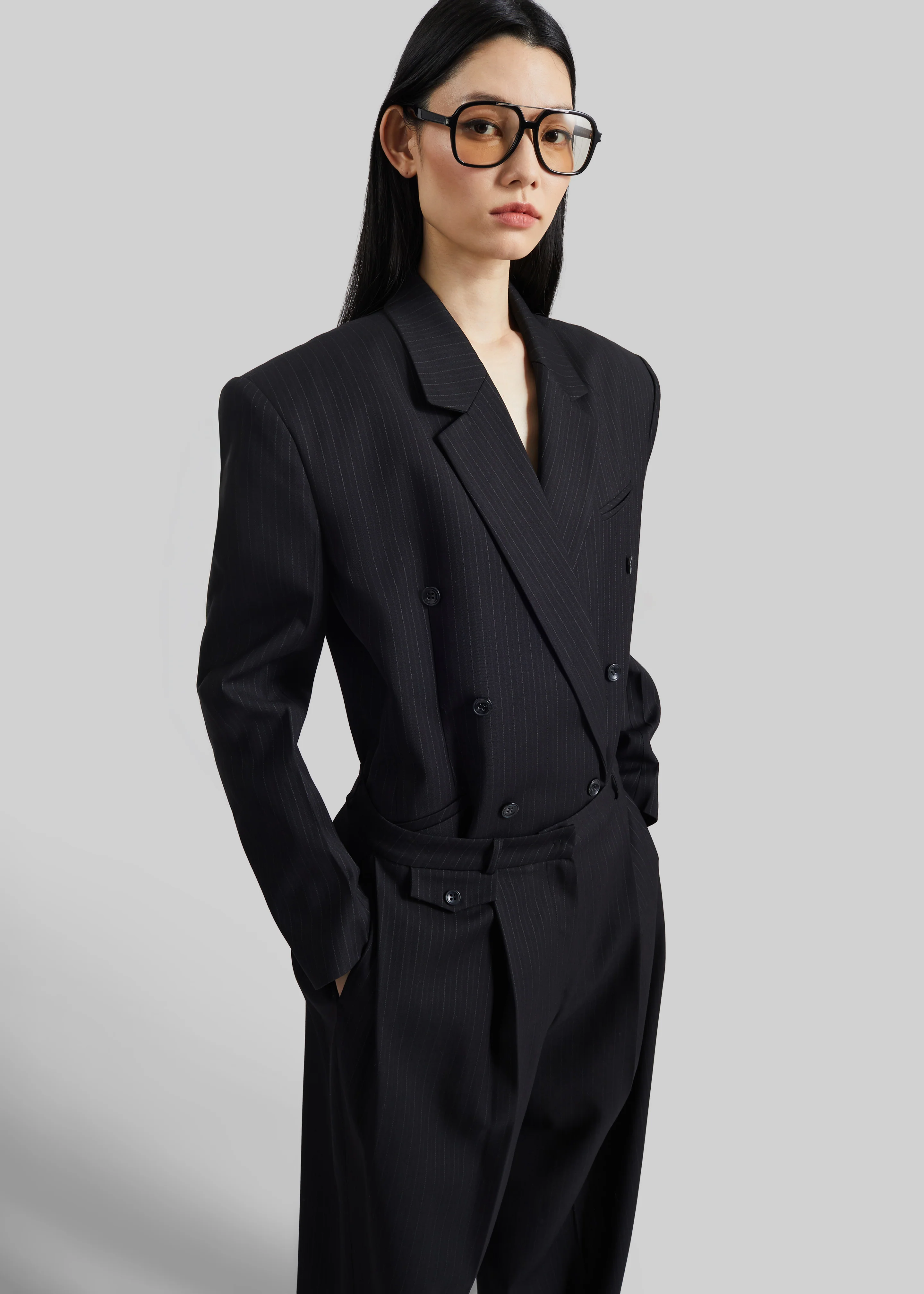 Helmond Double-Breasted Blazer - Black Multi Stripe - Image 5
