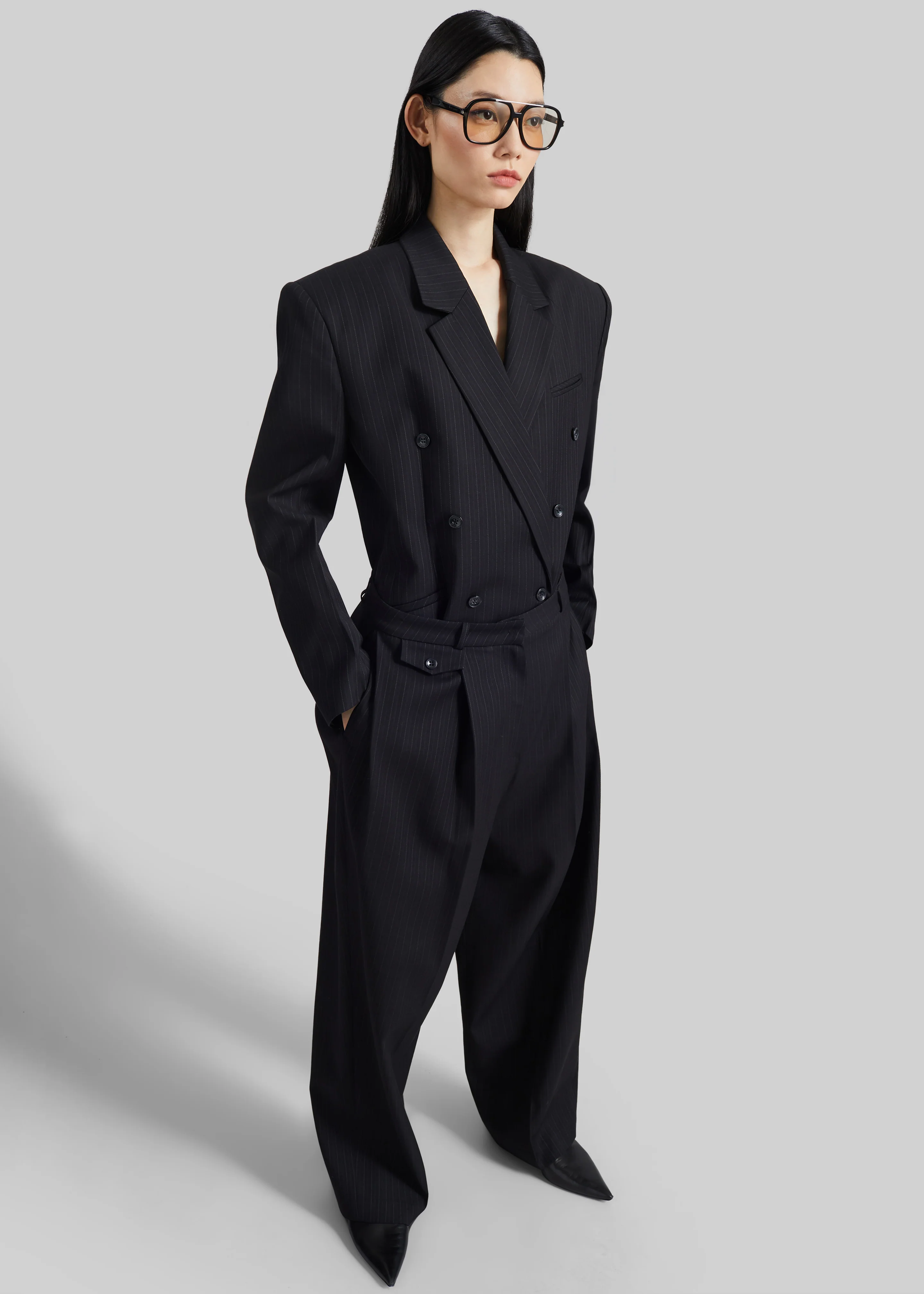Helmond Double-Breasted Blazer - Black Multi Stripe - Image 6