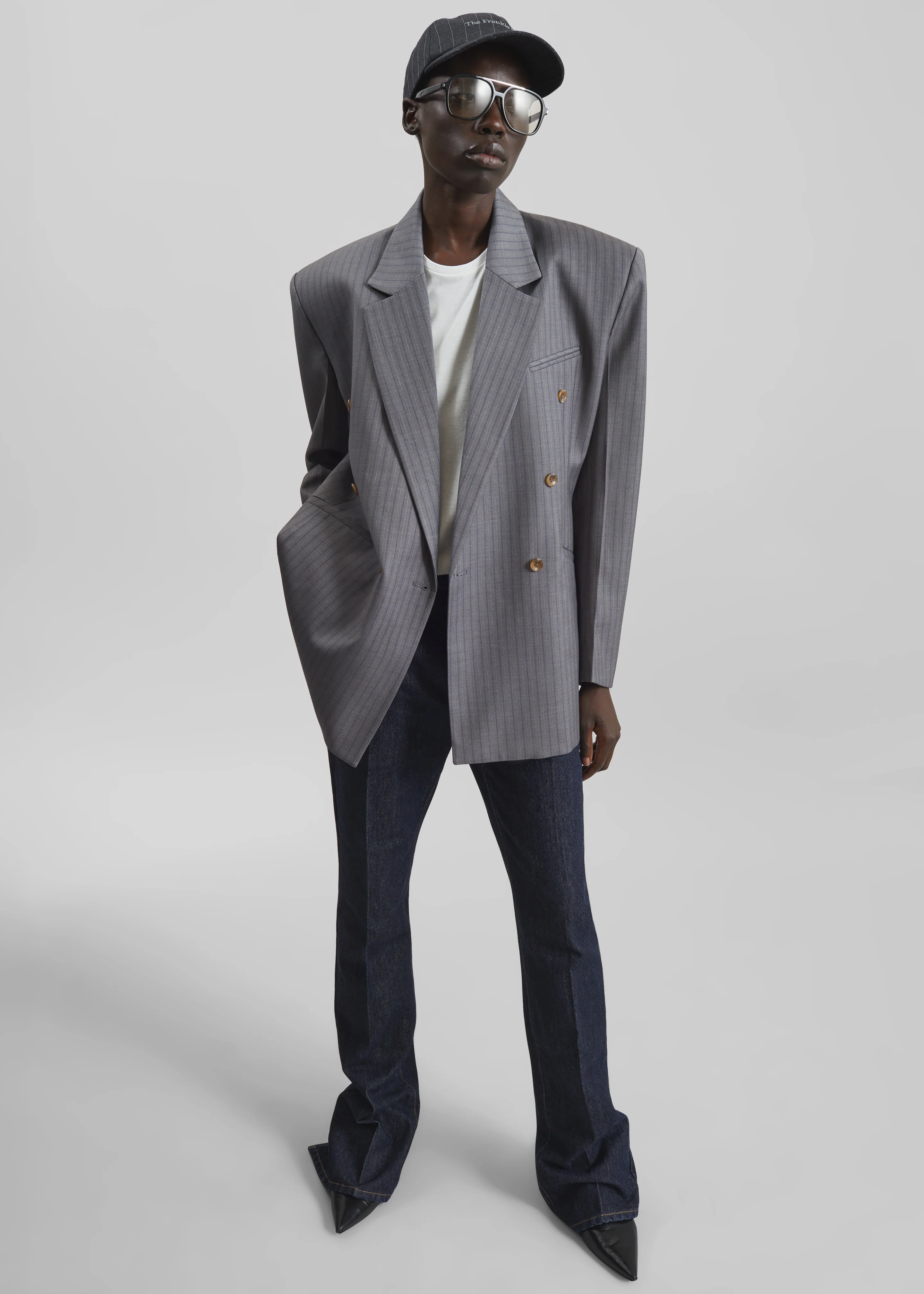 Helmond Double-Breasted Blazer - Grey Multi Stripe - Image 5