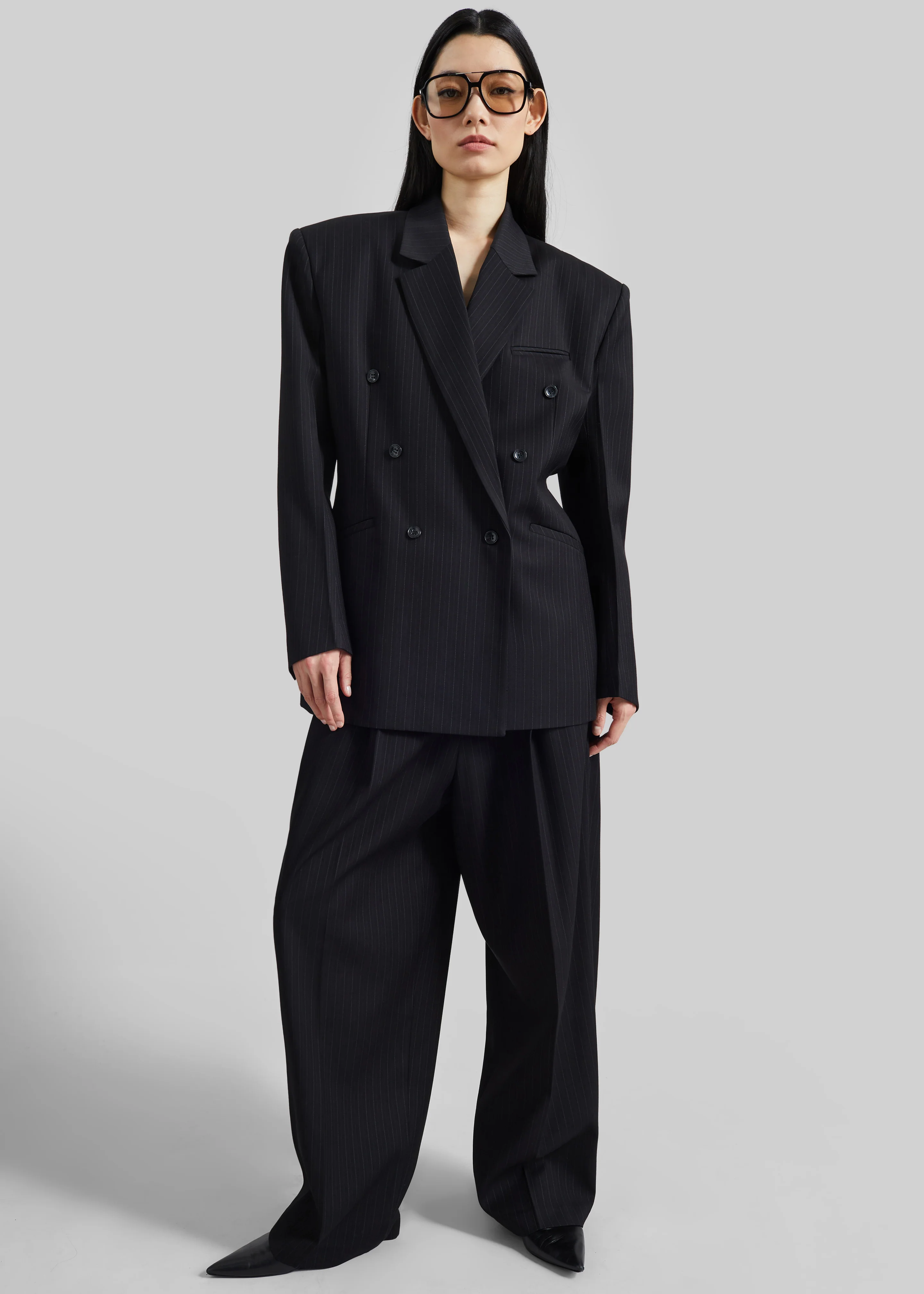 Helmond Pleated Trousers - Black Multi Stripe - Image 6