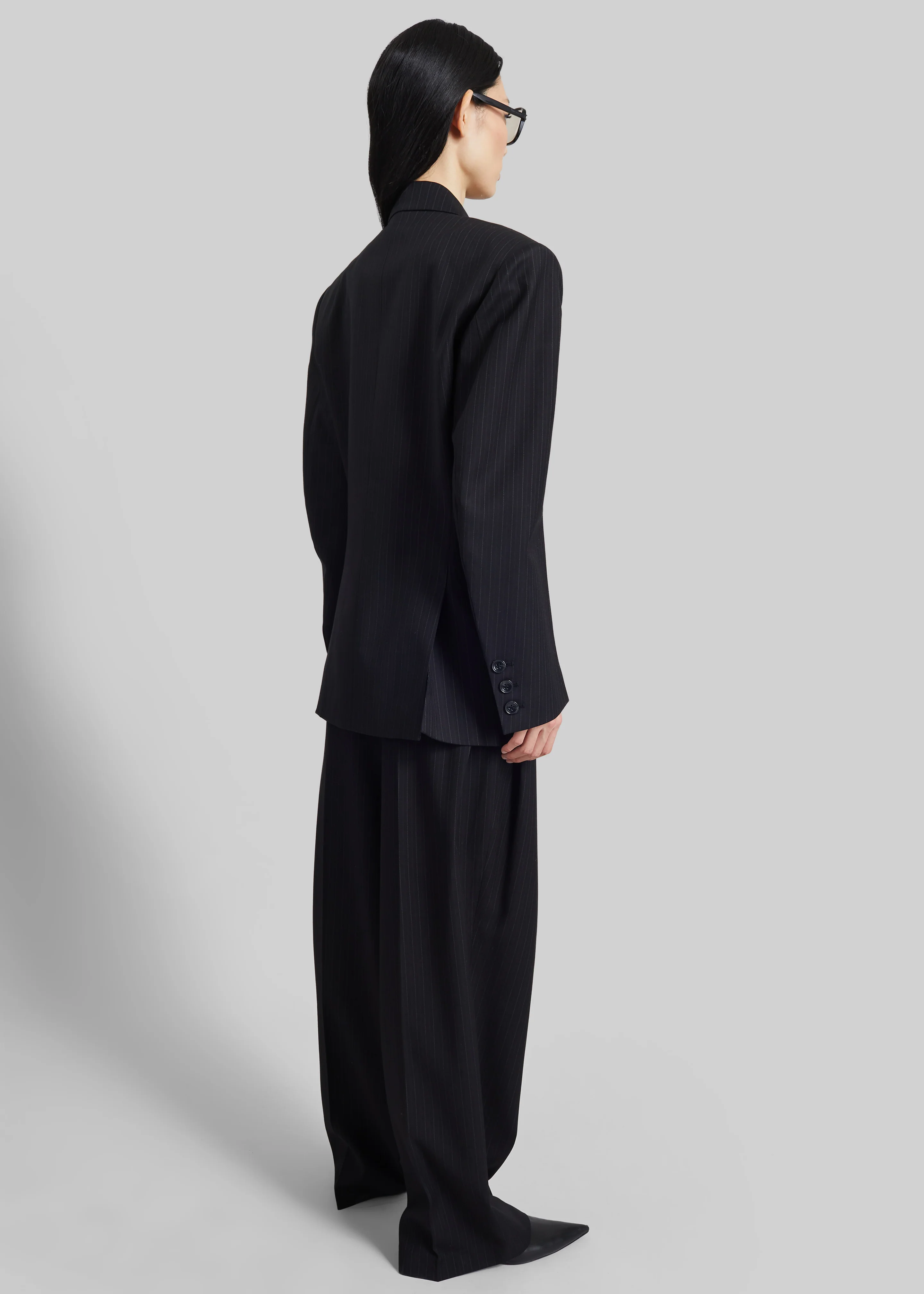 Helmond Pleated Trousers - Black Multi Stripe - Image 8