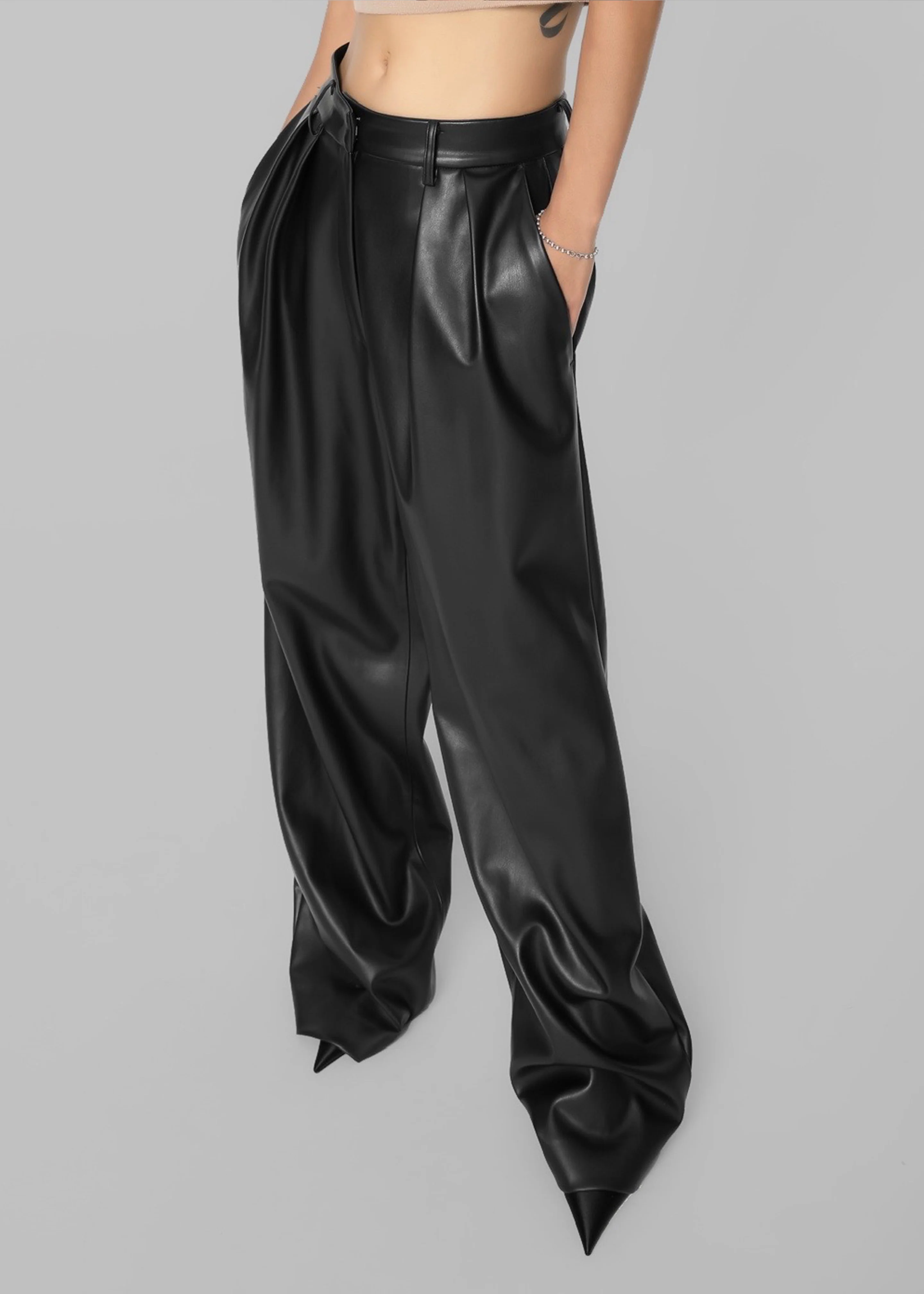 Helsinki Faux Leather Pants - Black - Image 11