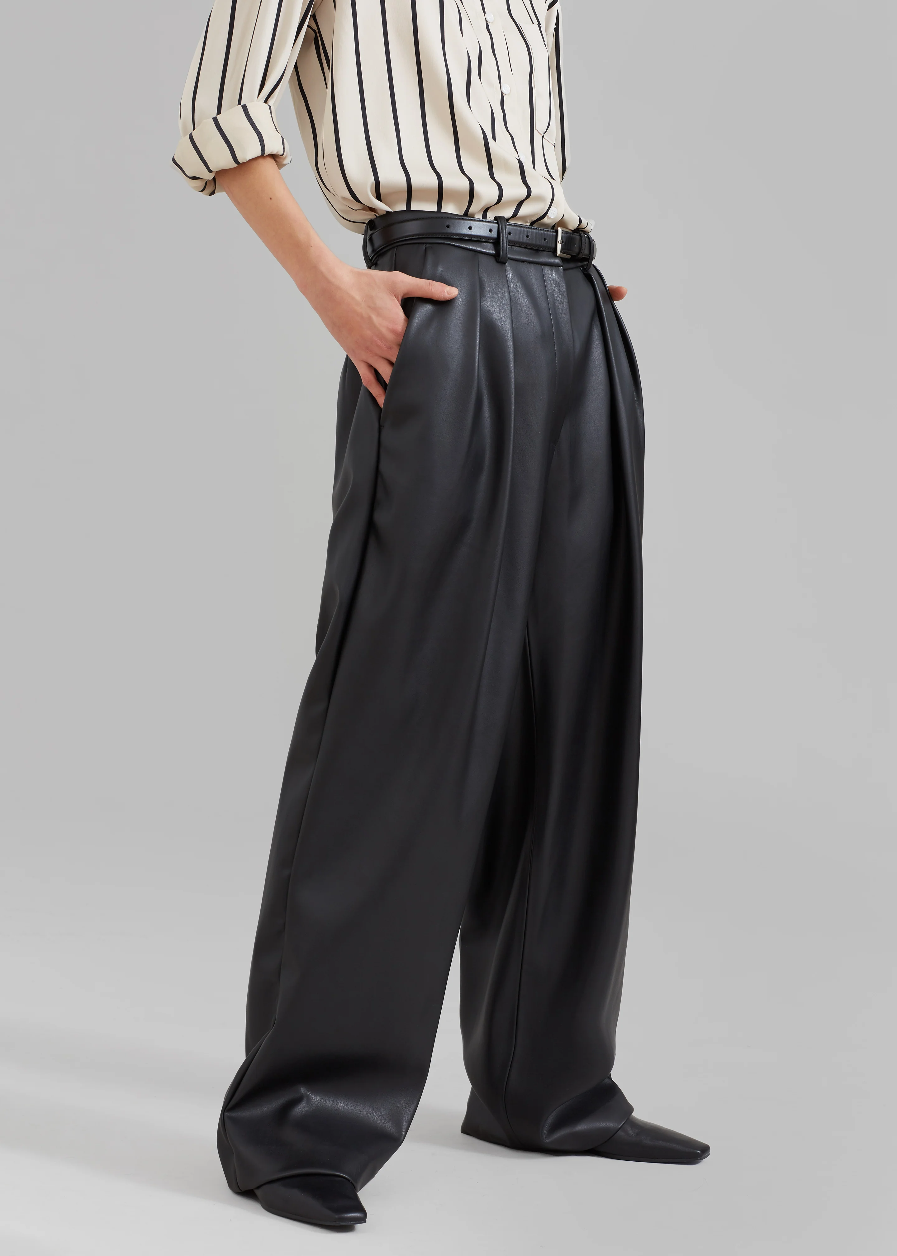 Helsinki Faux Leather Pants - Black - Image 8
