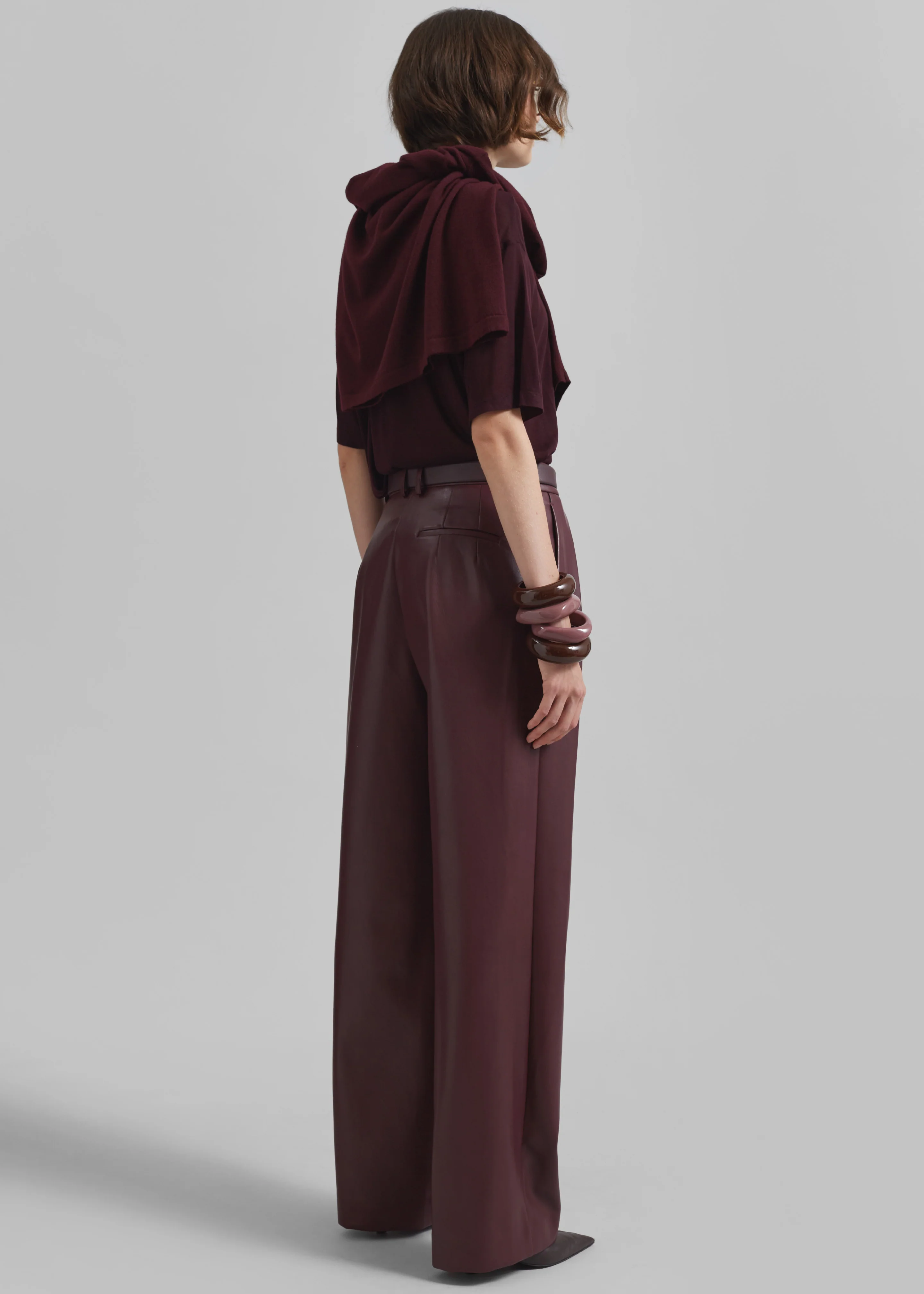 Helsinki Faux Leather Pants - Burgundy - Image 11
