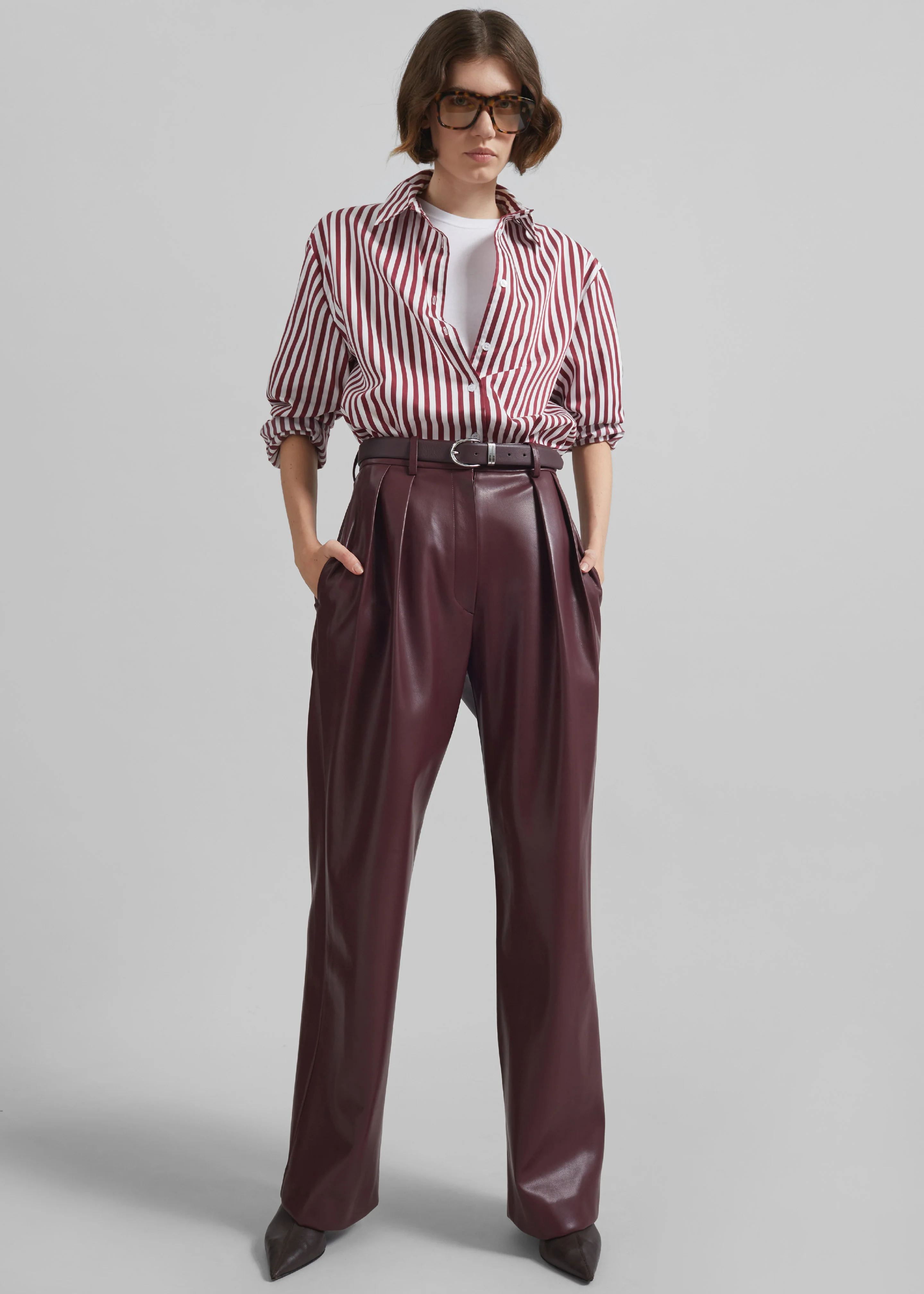 Helsinki Faux Leather Pants - Burgundy - Image 8