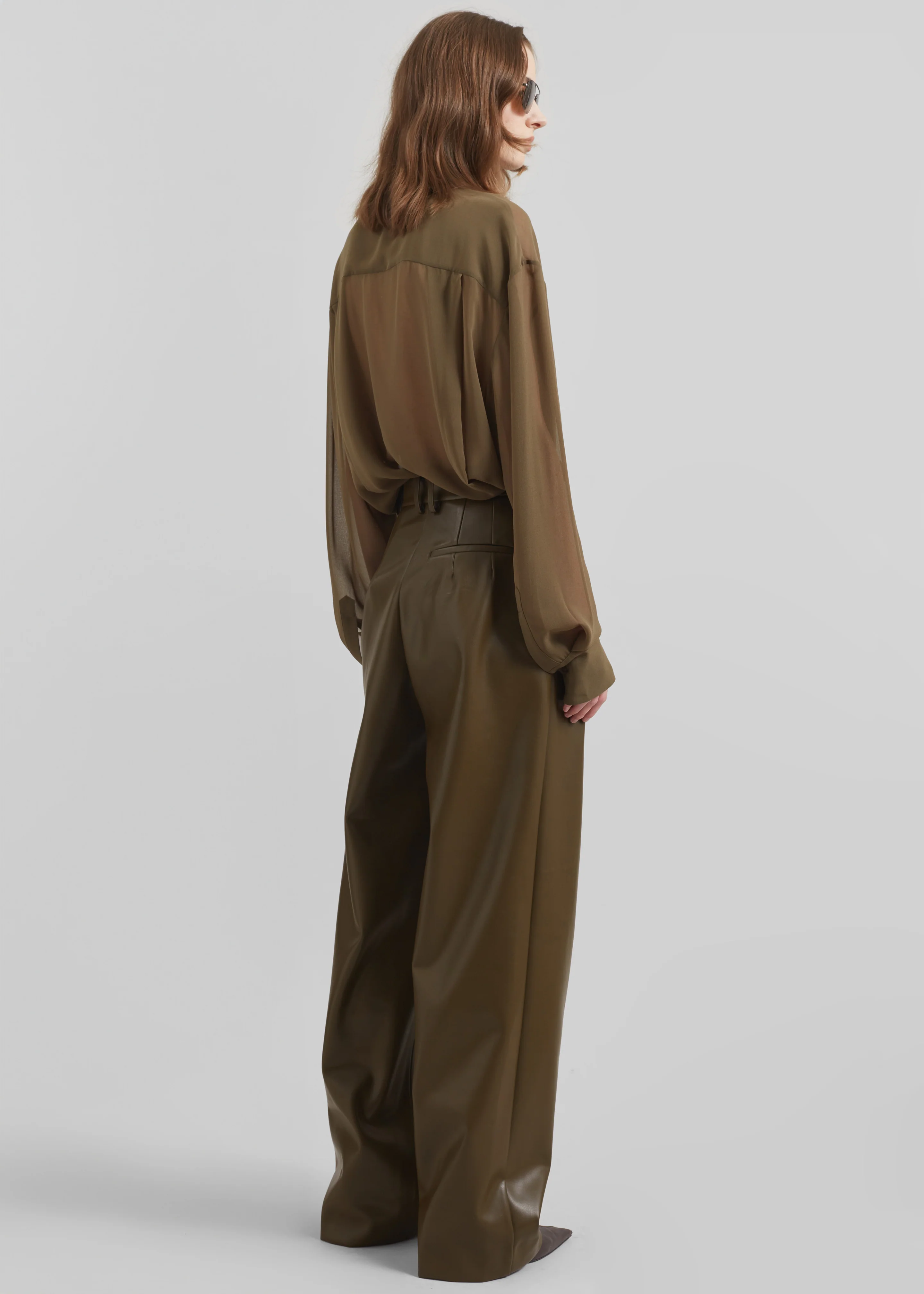 Helsinki Faux Leather Pants - Olive - Image 8
