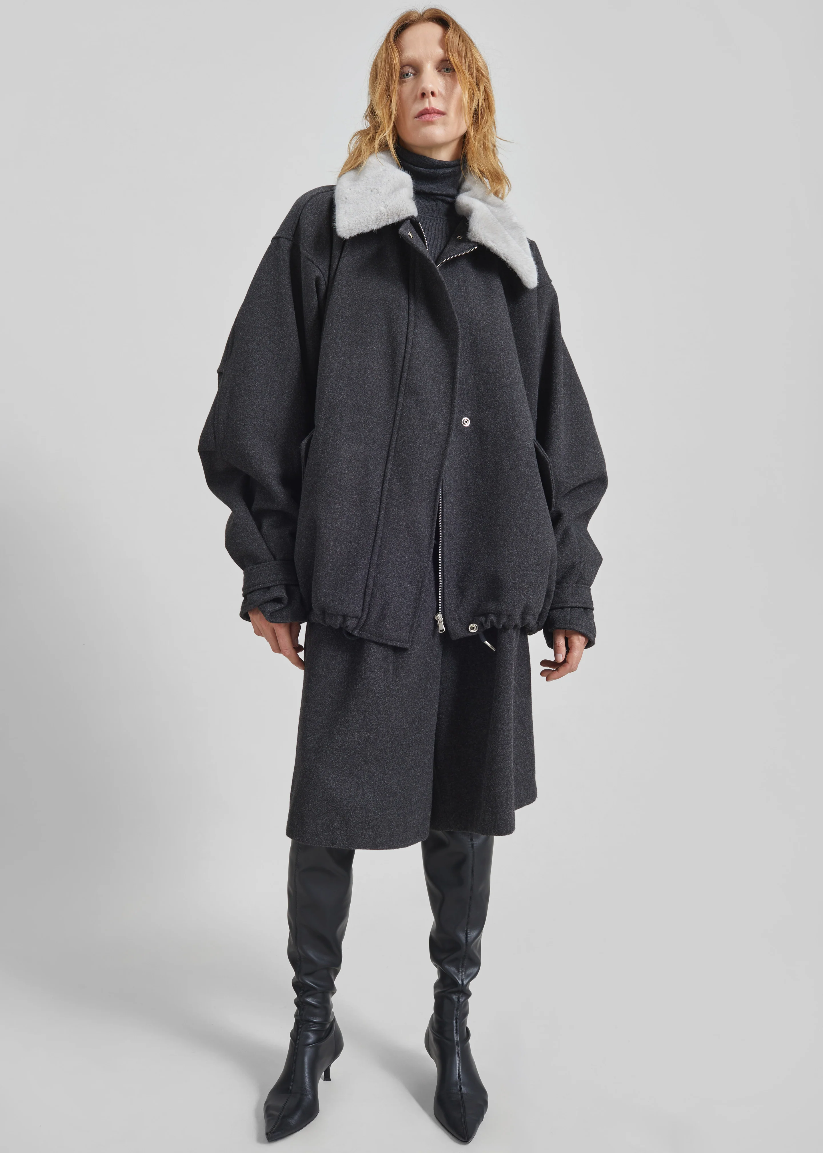 Hemavan Faux Fur Lined Jacket - Dark Grey - Image 4