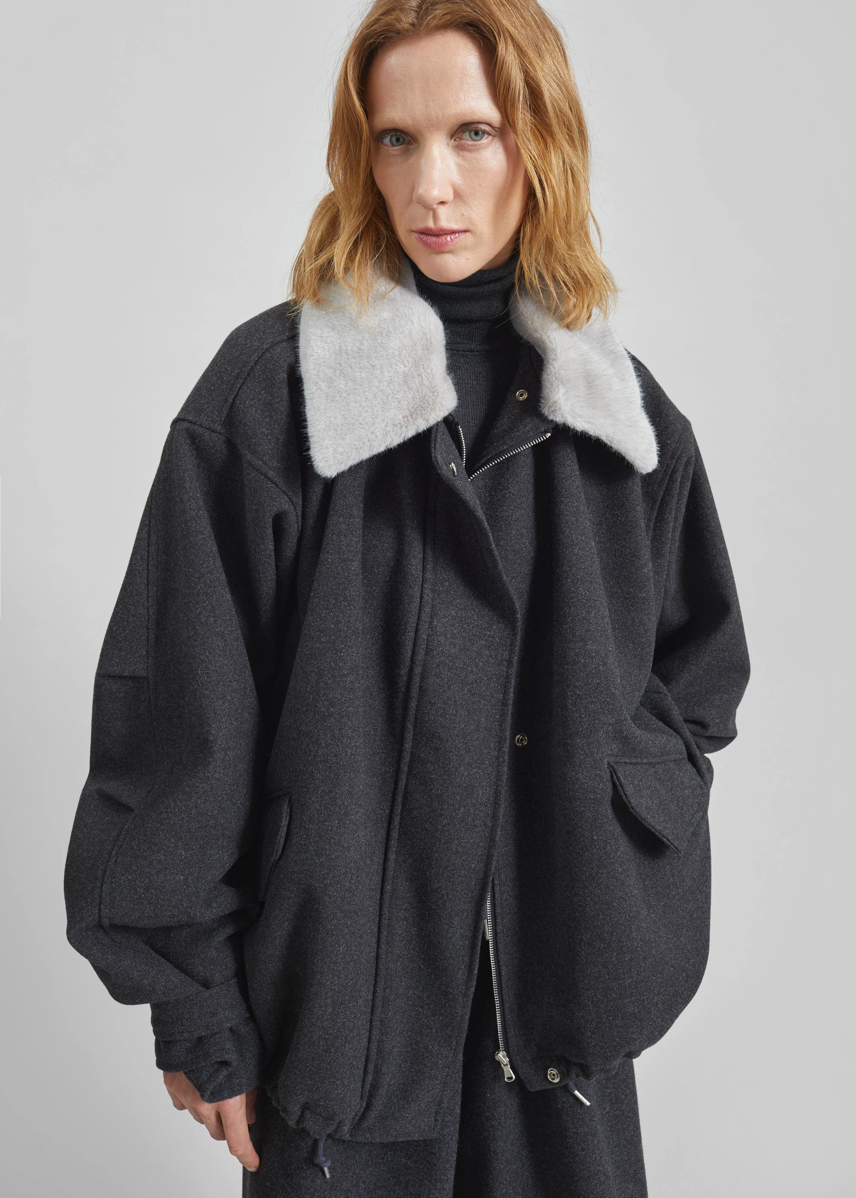 Hemavan Faux Fur Lined Jacket - Dark Grey - Image 6