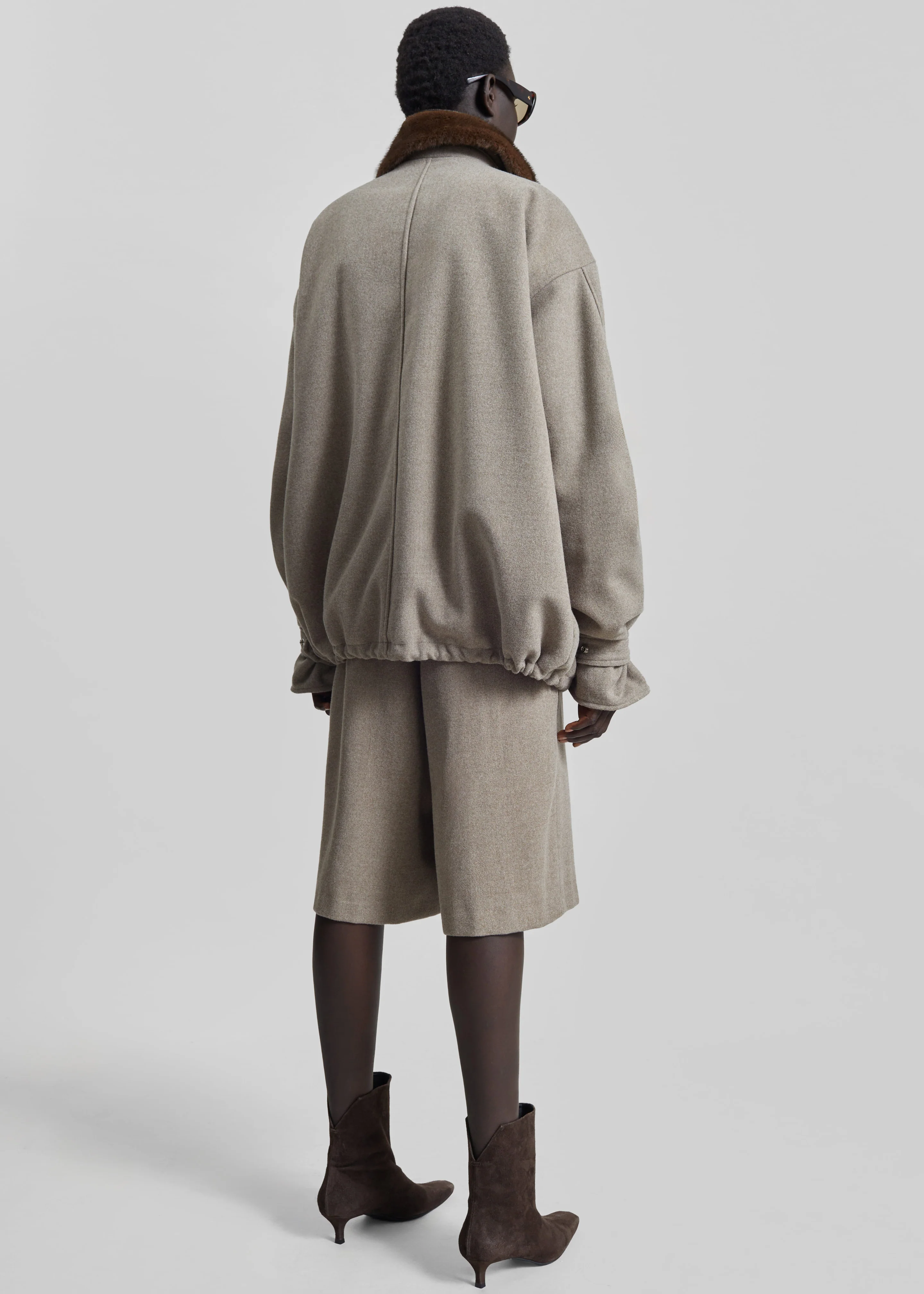 Hemavan Faux Fur Lined Jacket - Taupe - Image 8