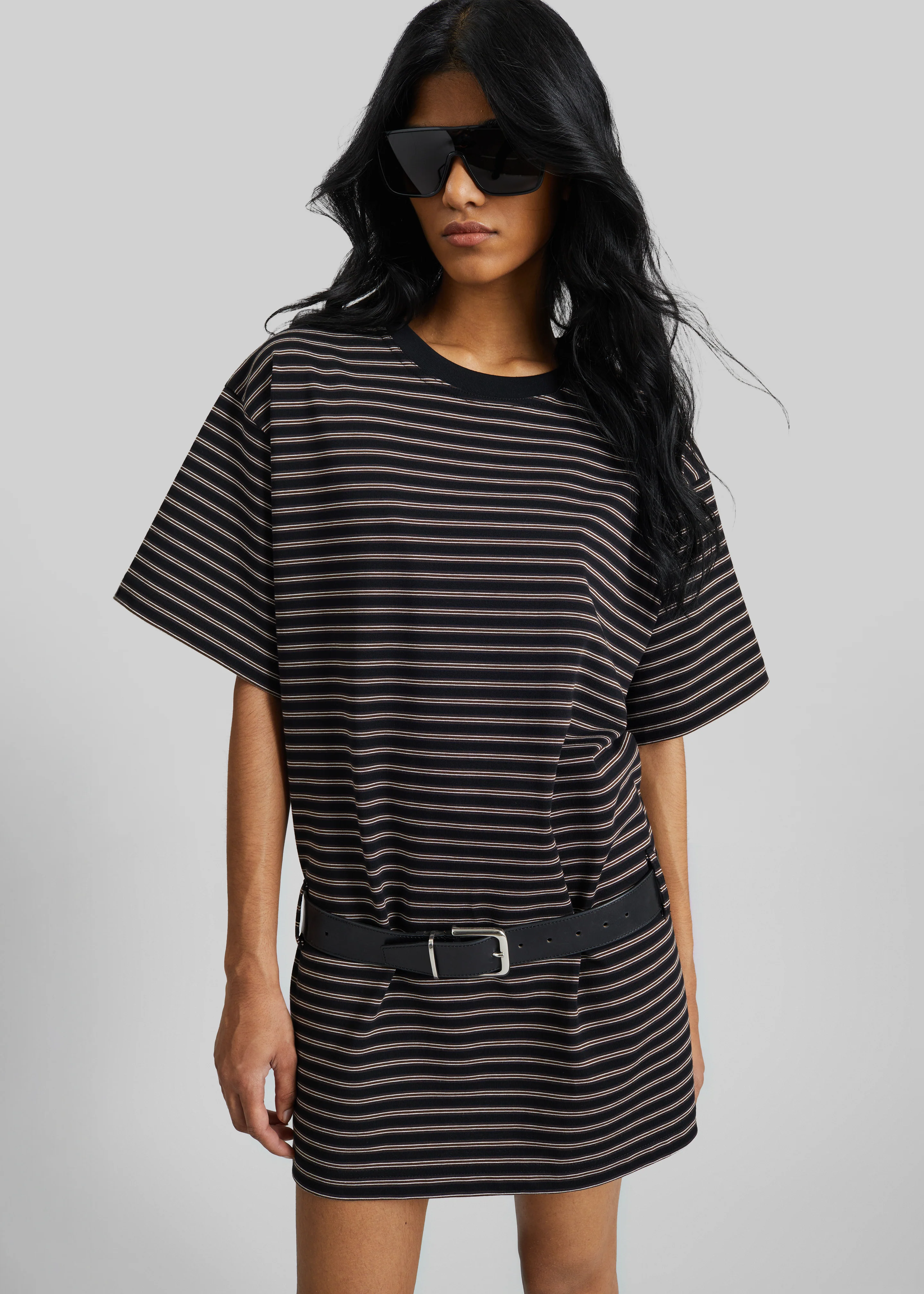 Hemse T-Shirt Dress - Black Multi Stripe - Image 2