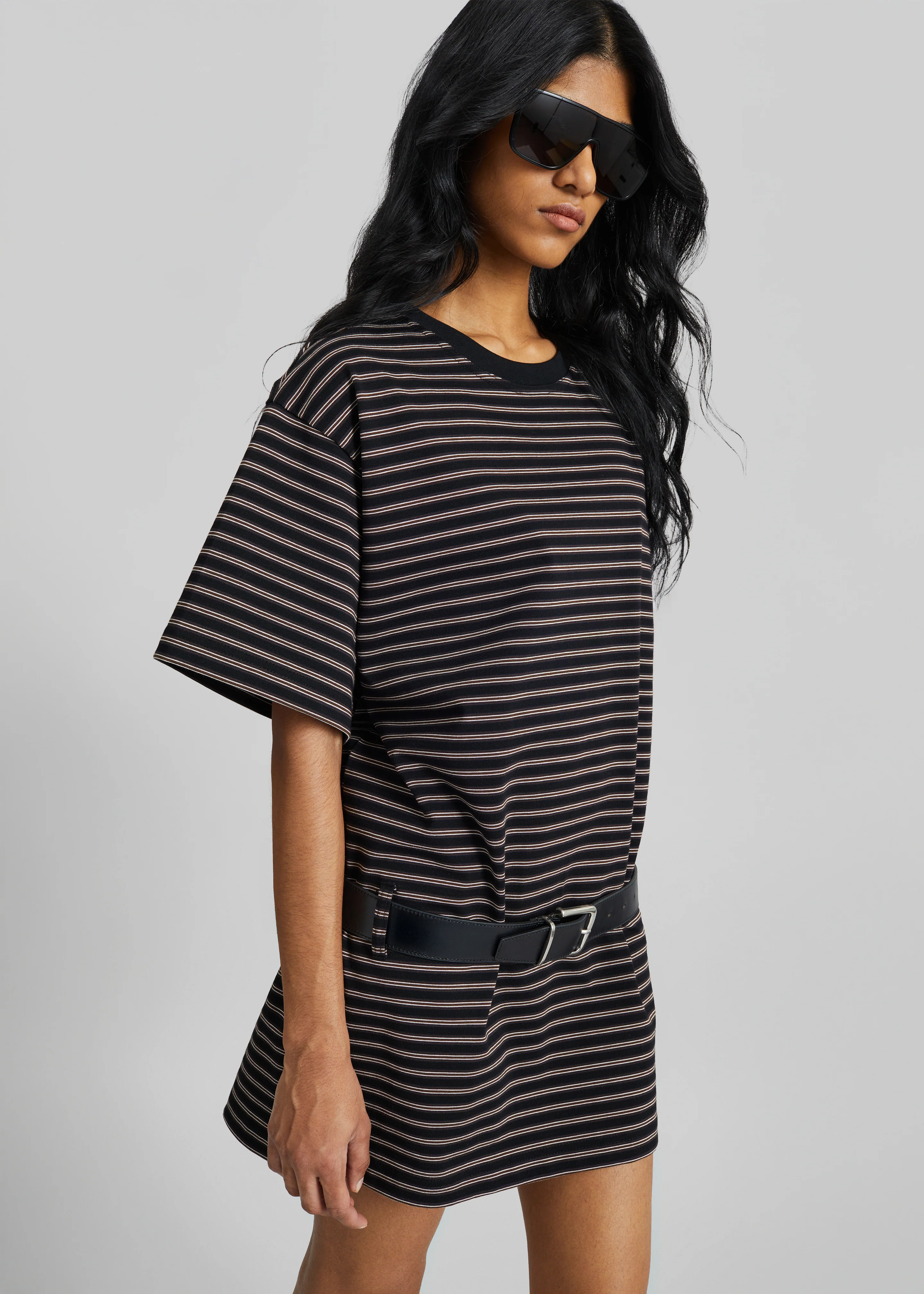 Hemse T-Shirt Dress - Black Multi Stripe - Image 4