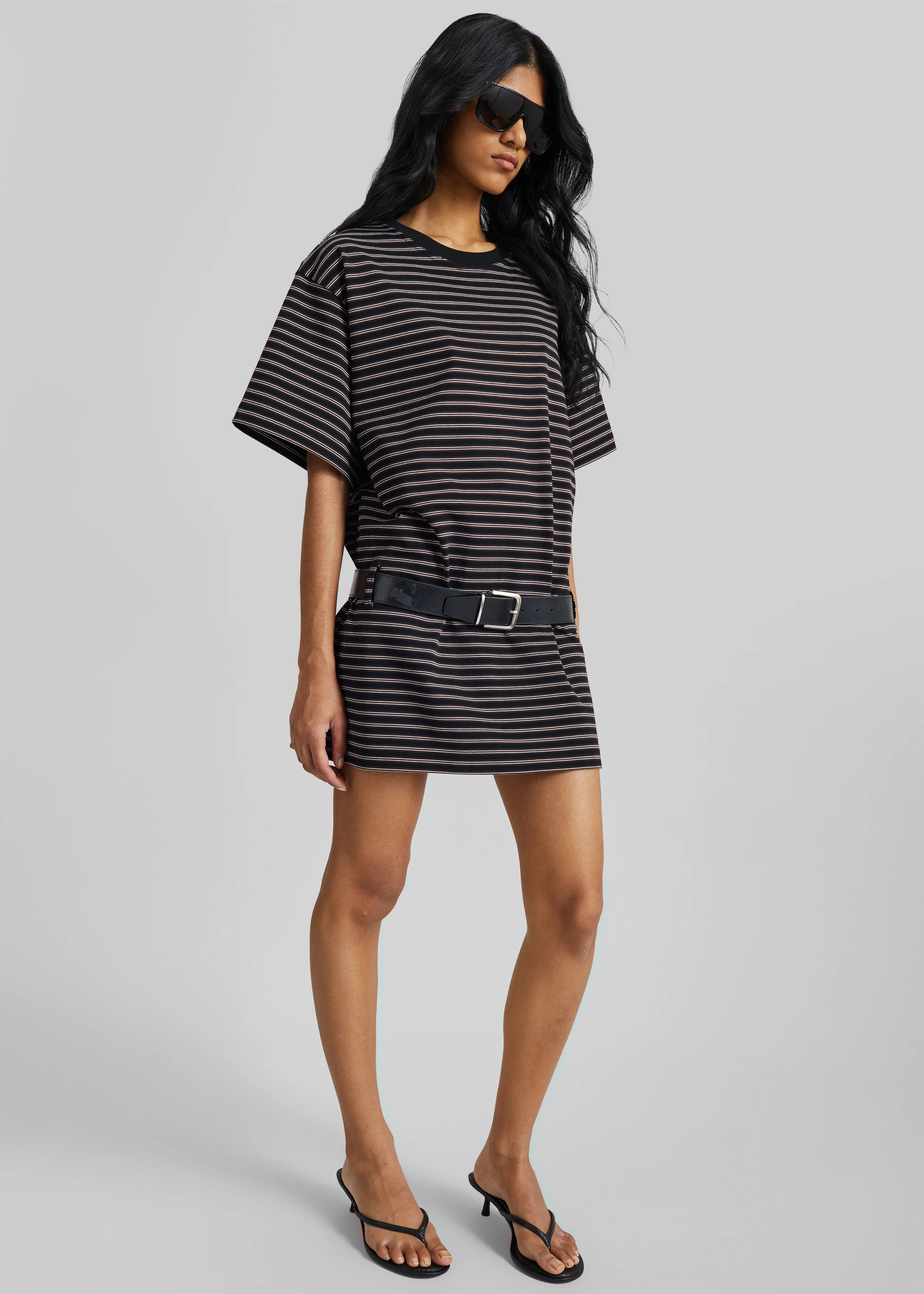 Hemse T-Shirt Dress - Black Multi Stripe - Image 5