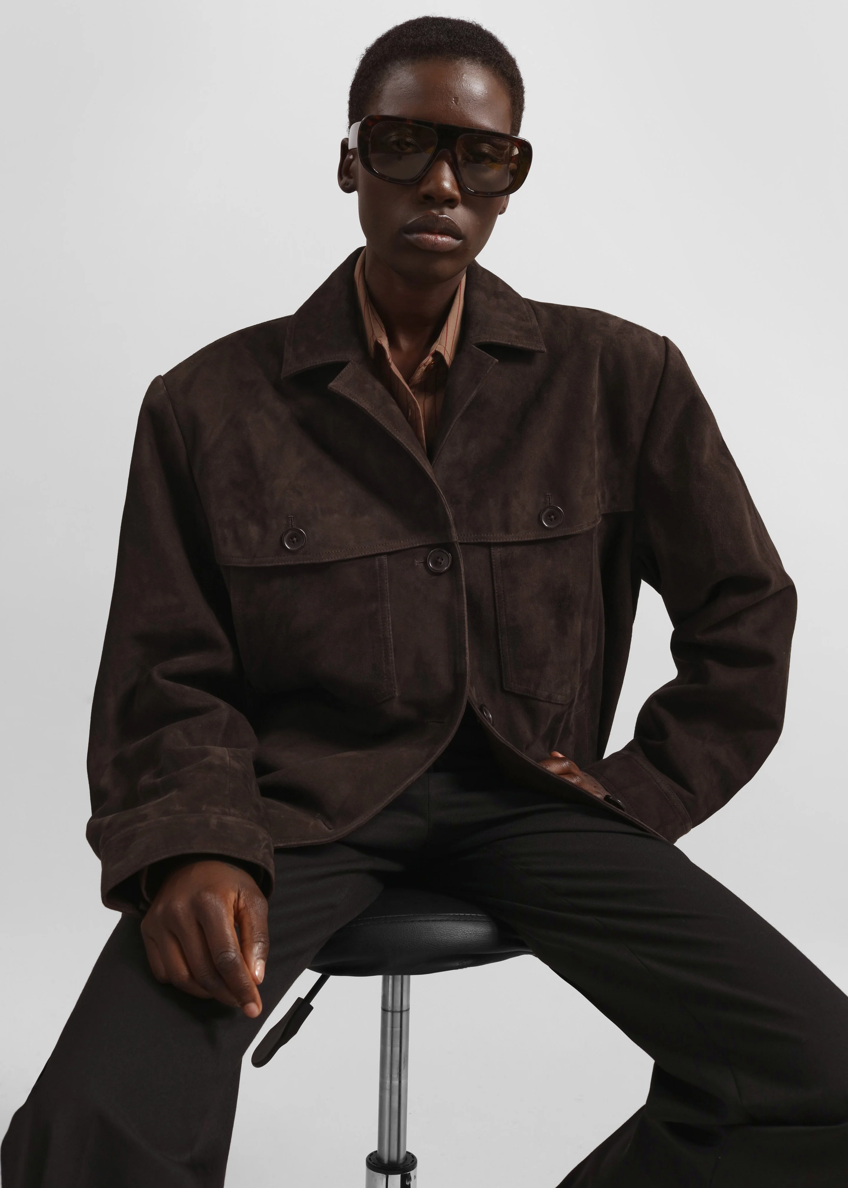 Hester Faux Suede Jacket - Brown - Image 5