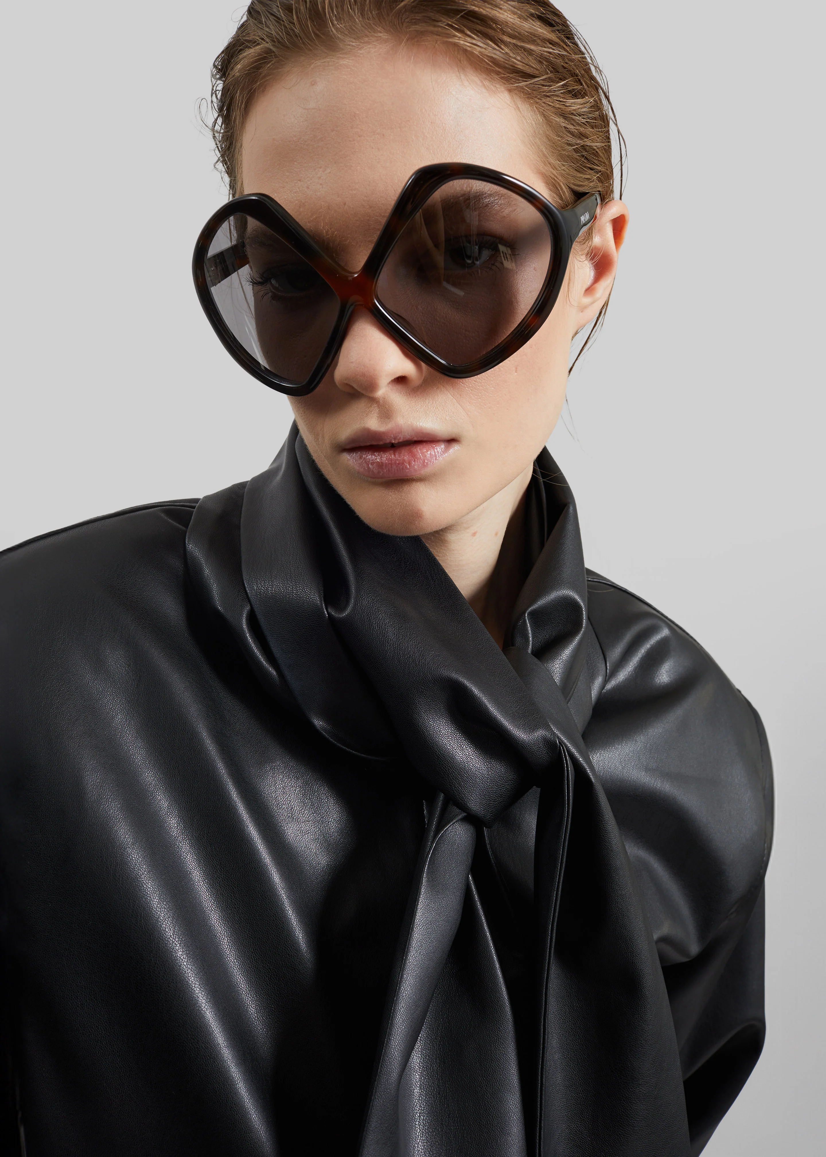 Hirson Faux Leather Scarf Jacket - Black - Image 2