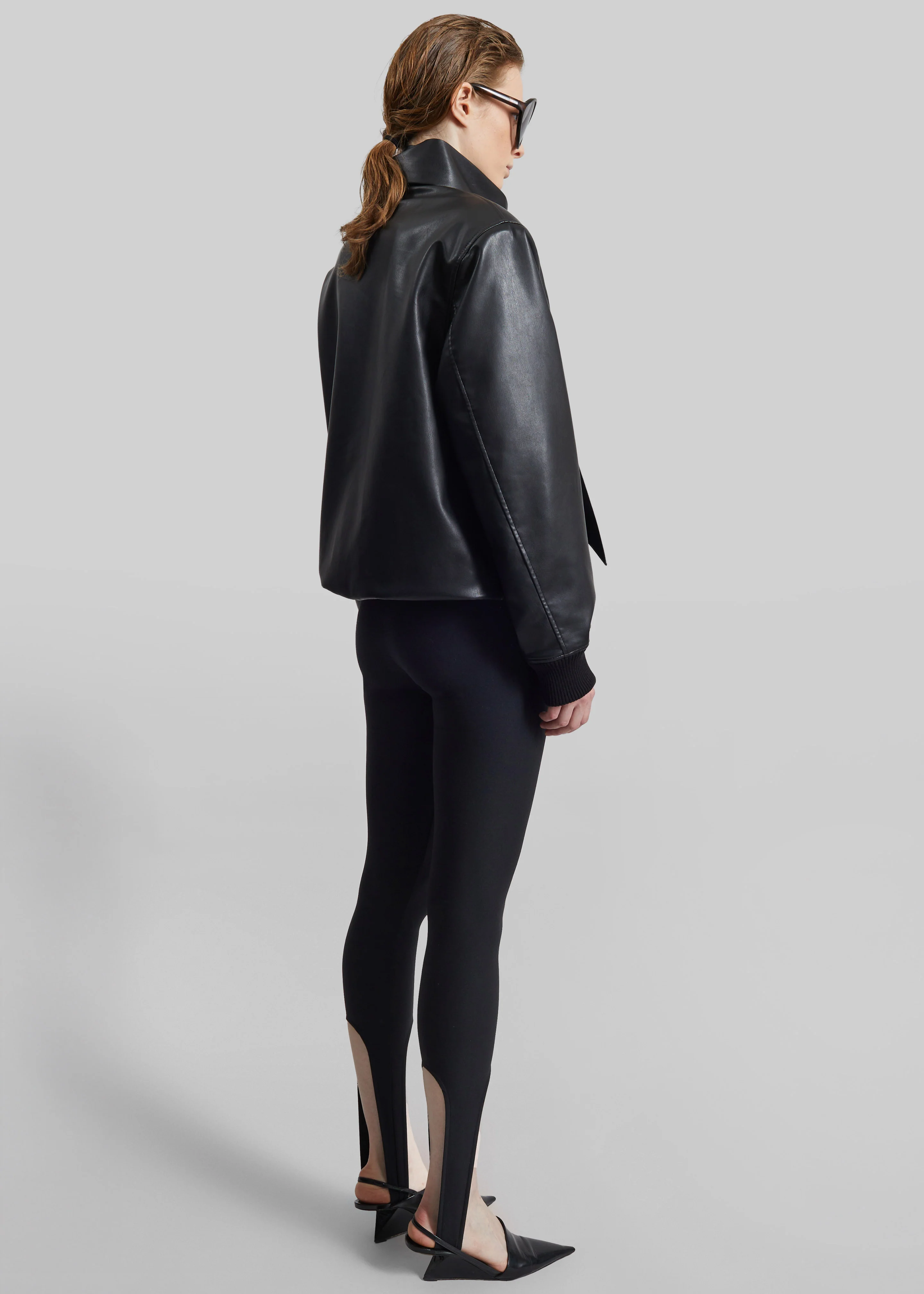 Hirson Faux Leather Scarf Jacket - Black - Image 6