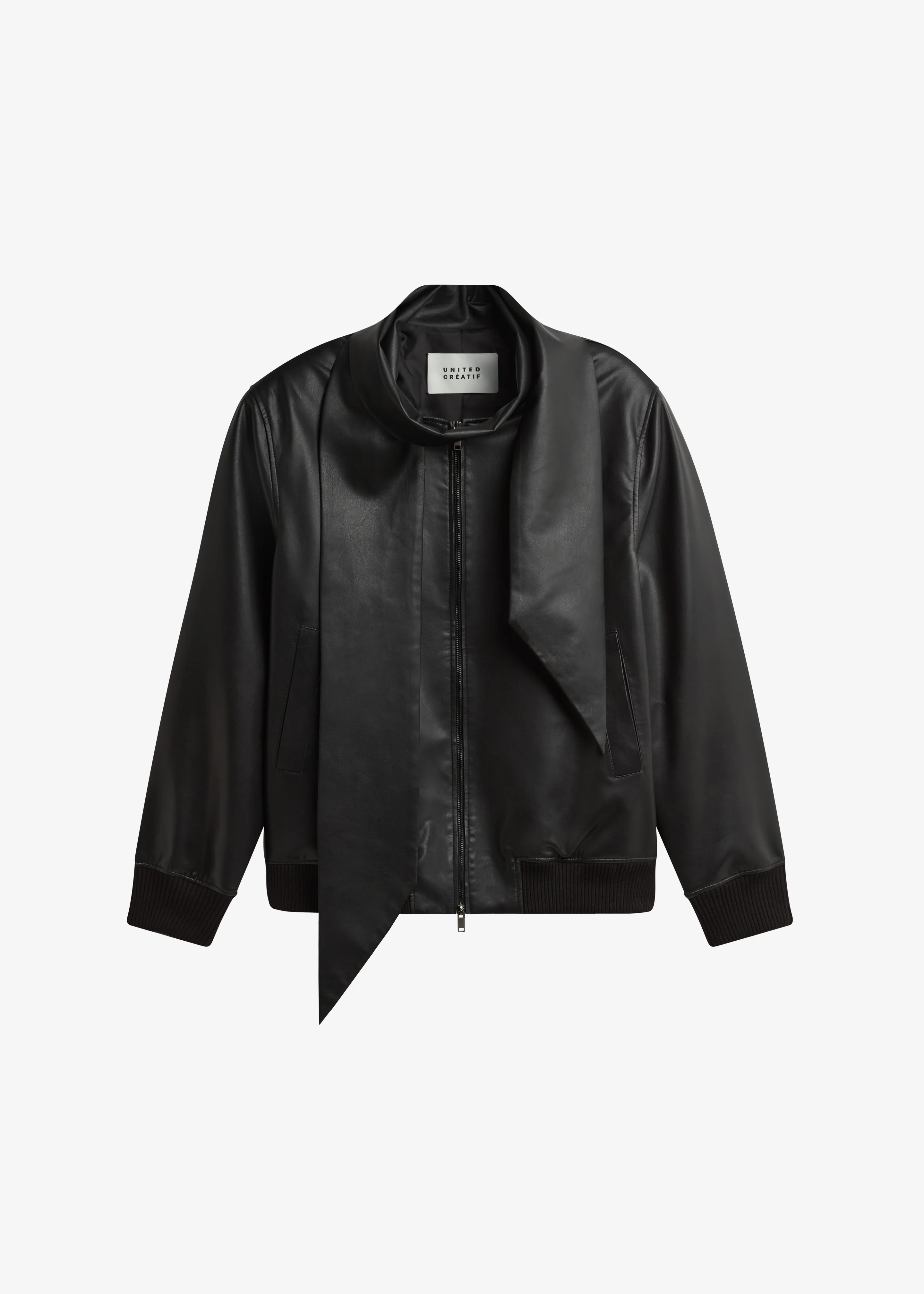 Hirson Faux Leather Scarf Jacket - Black - Image 7