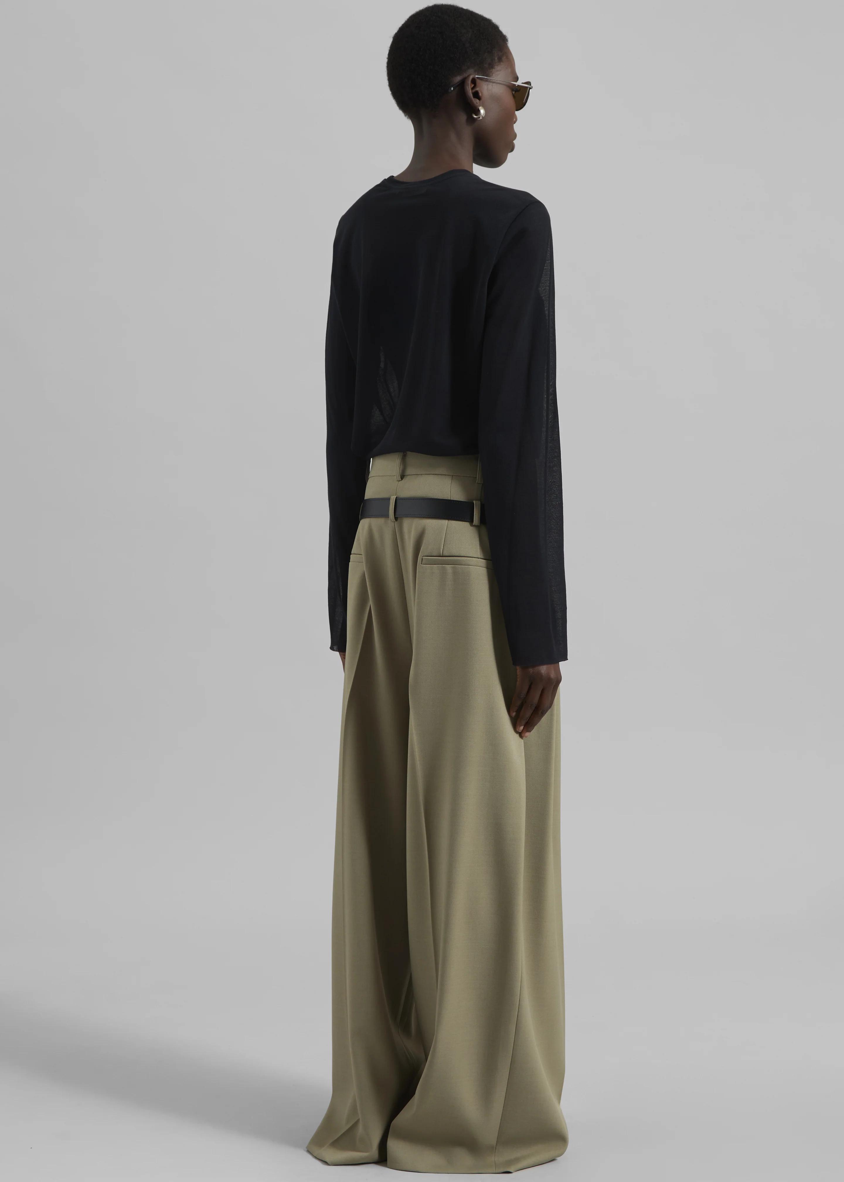 Hobart Double Belt Loop Trousers - Pale Olive - Image 10
