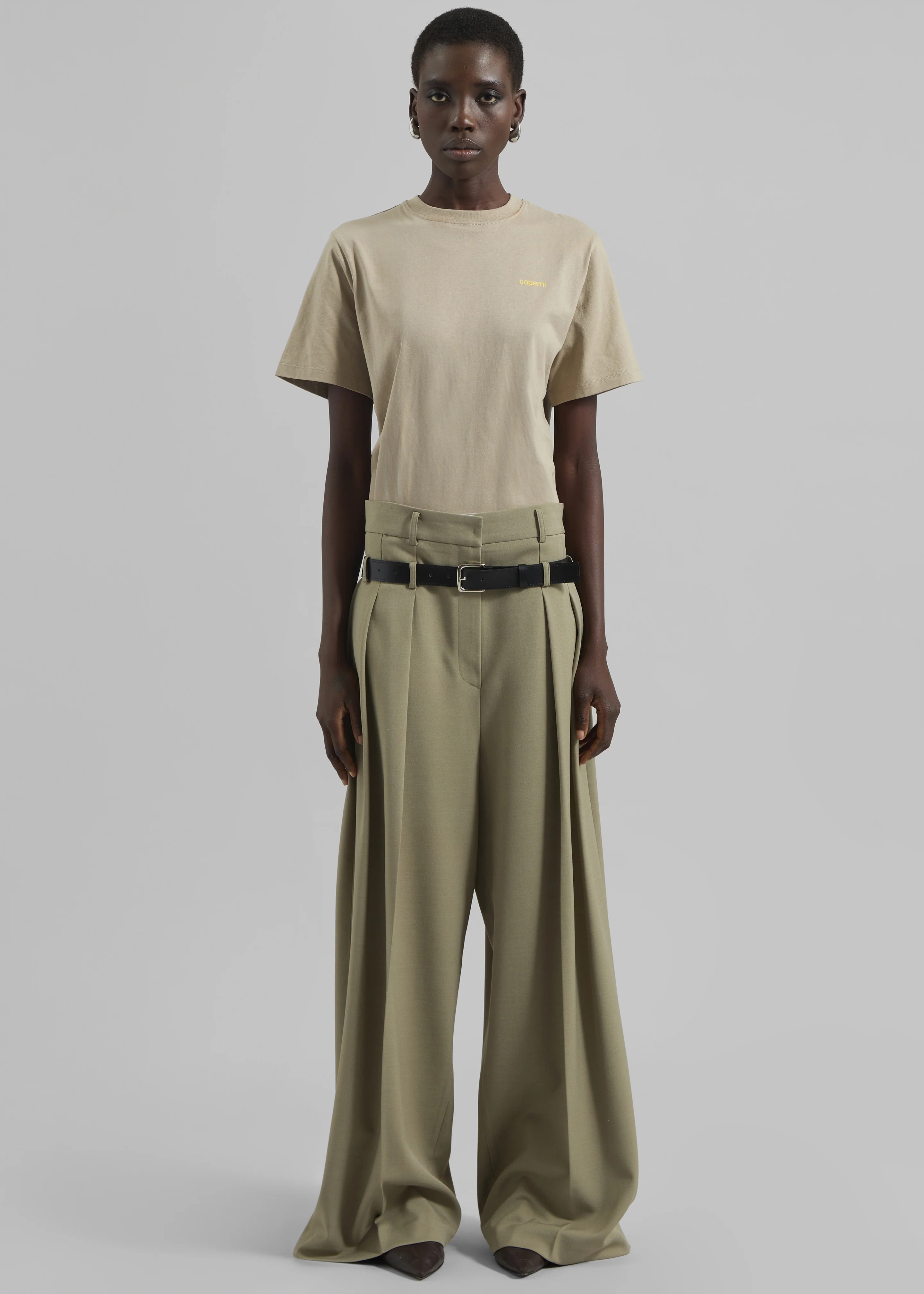 Hobart Double Belt Loop Trousers - Pale Olive - Image 2
