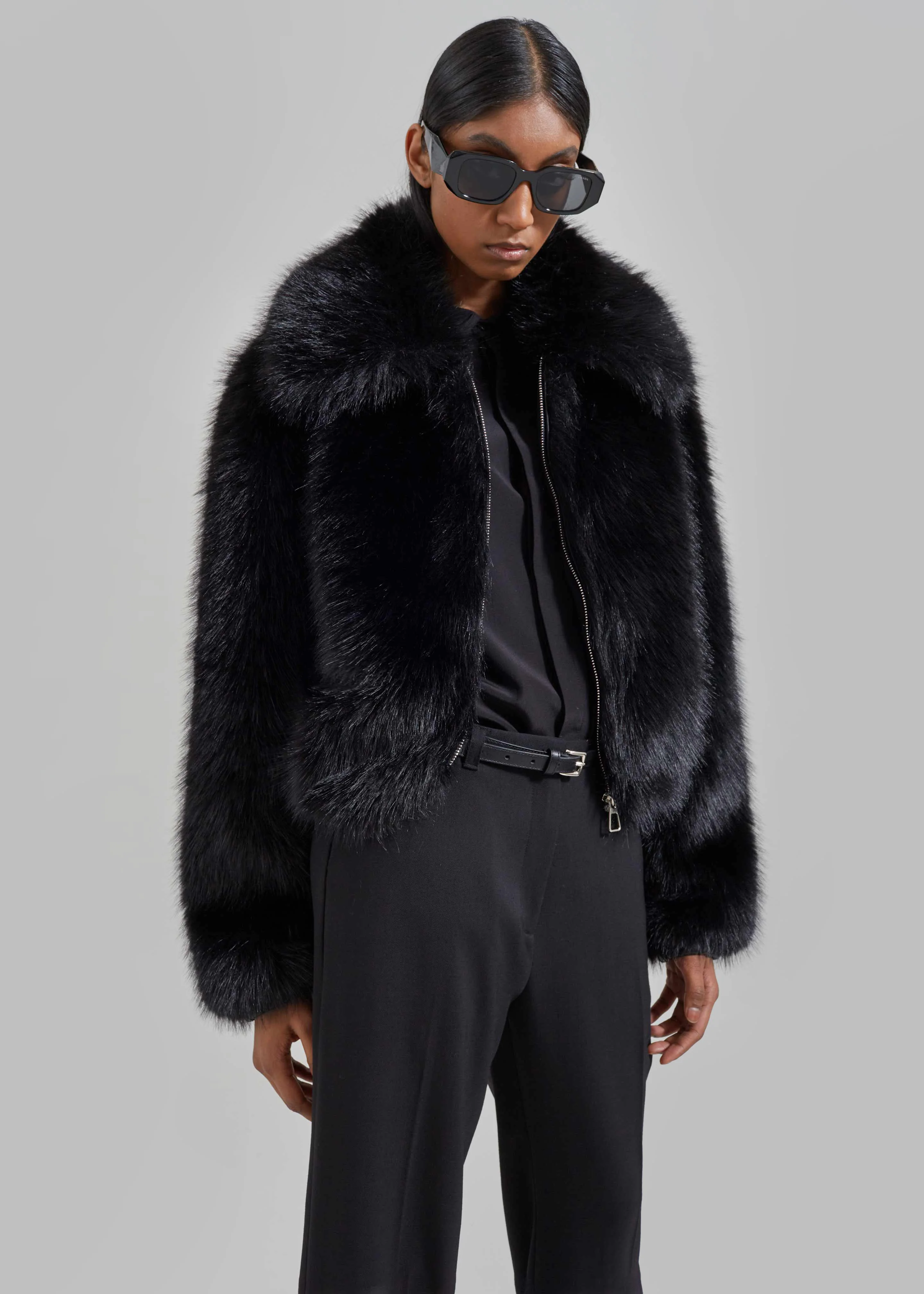 Hope Faux Fur Jacket - Black - Image 5