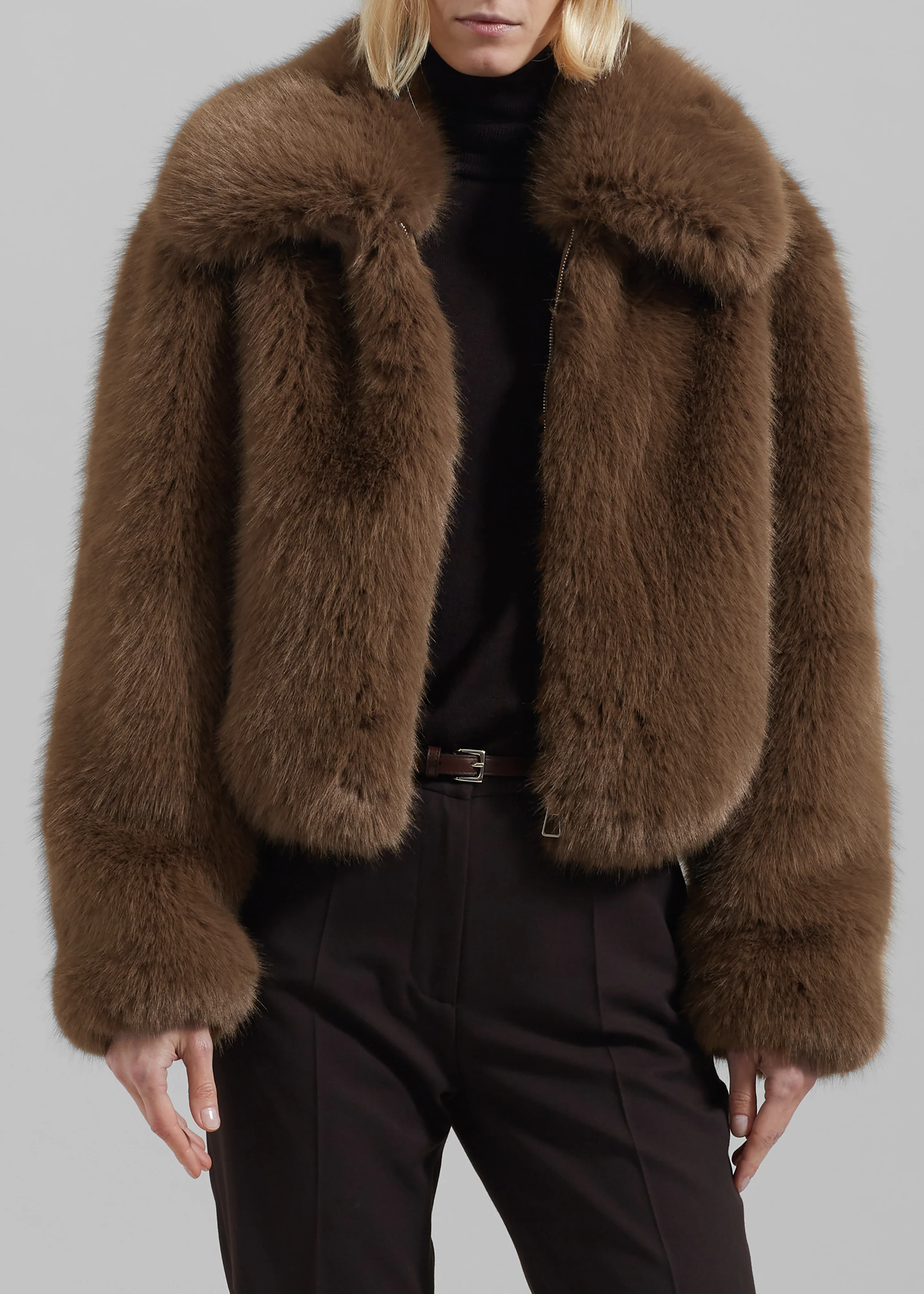 Hope Faux Fur Jacket - Camel - Image 3