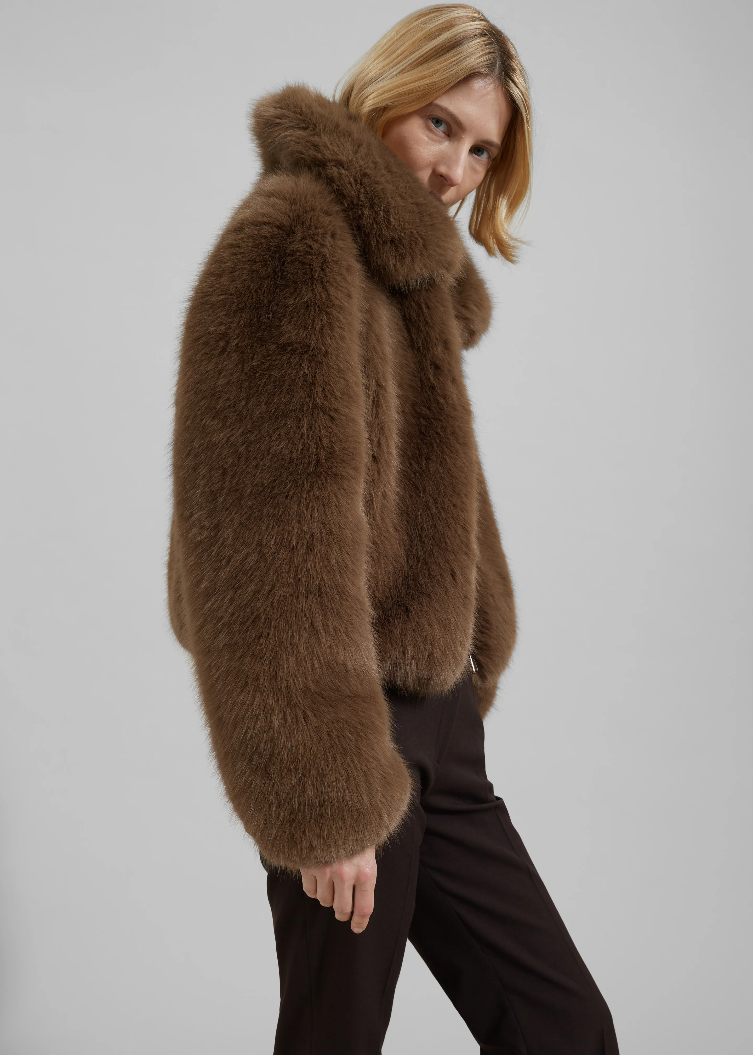 Hope Faux Fur Jacket - Camel - Image 4