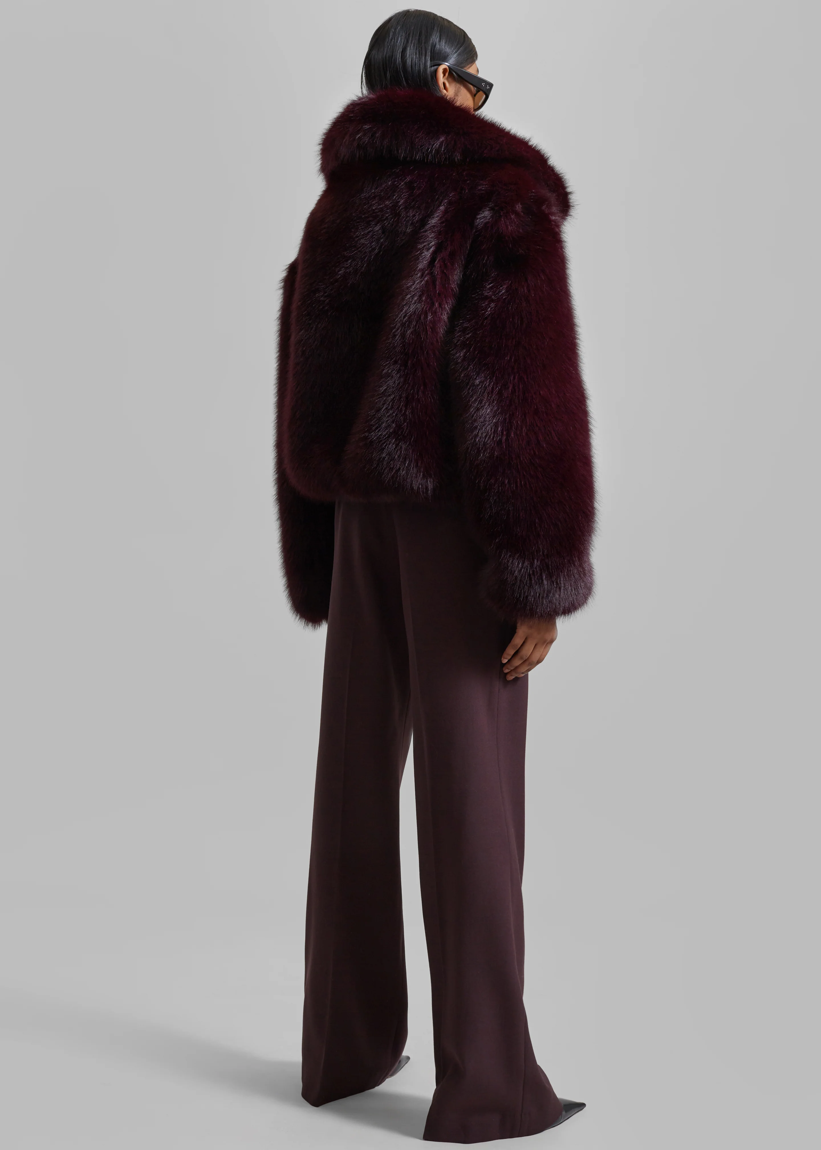 Hope Faux Fur Jacket - Dark Plum - Image 8