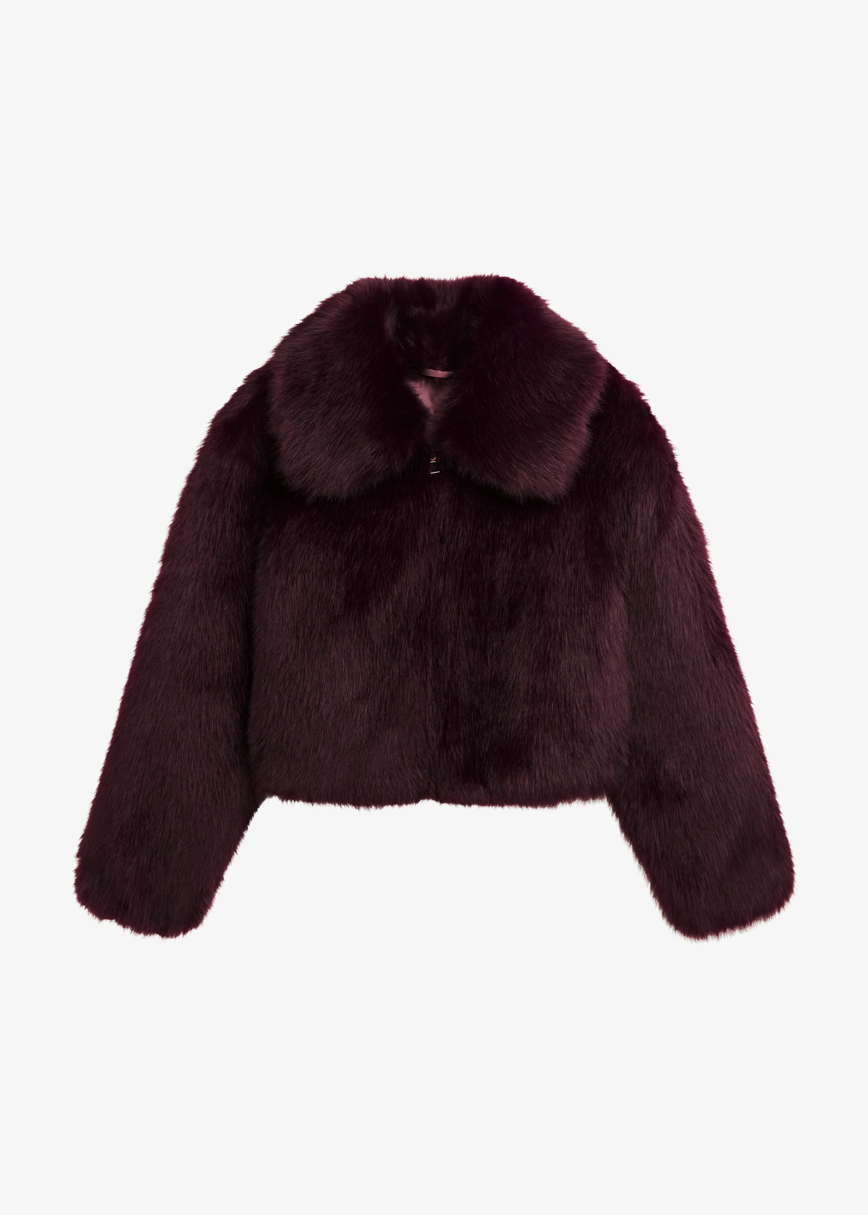 Hope Faux Fur Jacket - Dark Plum - Image 9