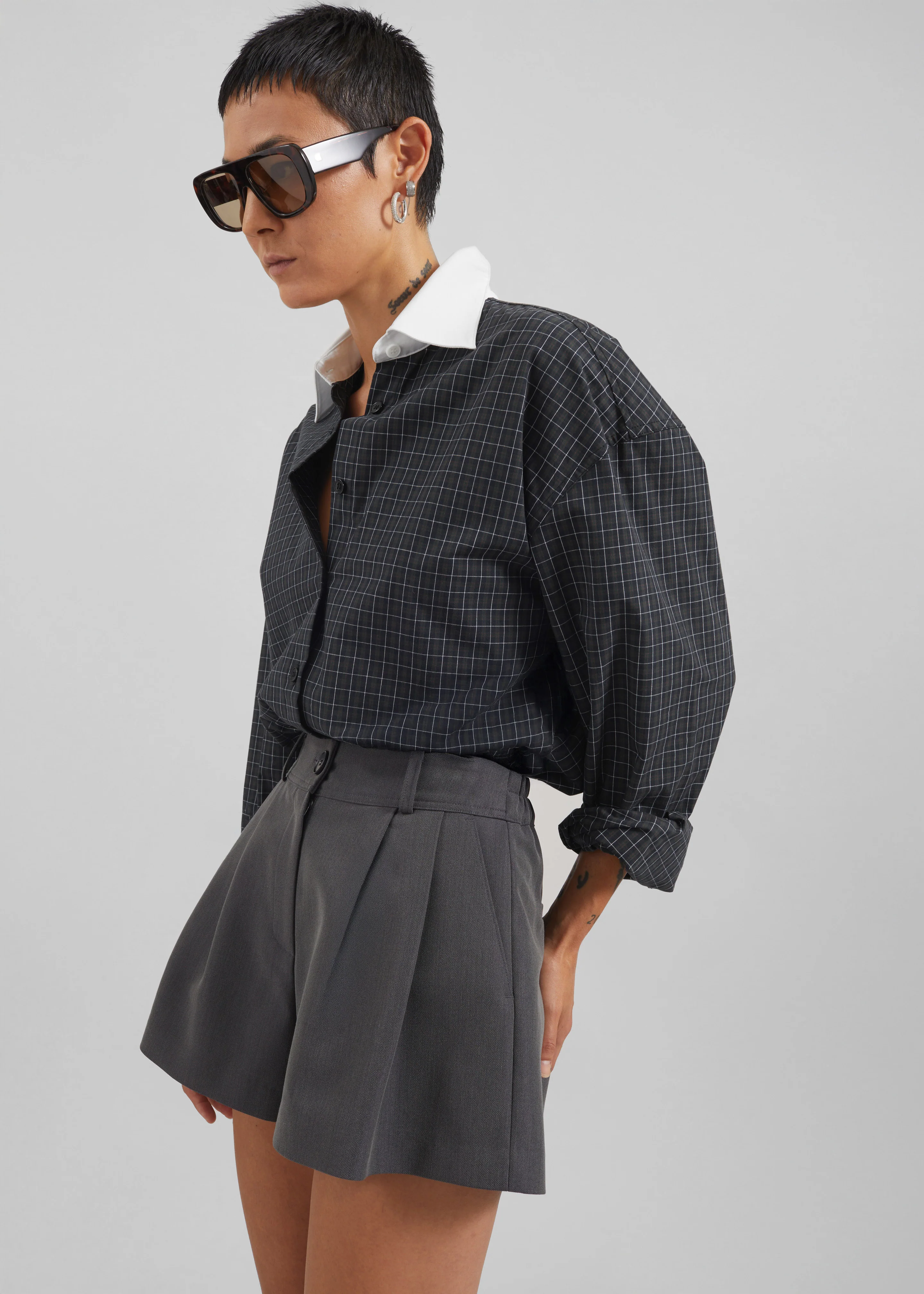Hylan Checked Shirt - Dark Grey - Image 10
