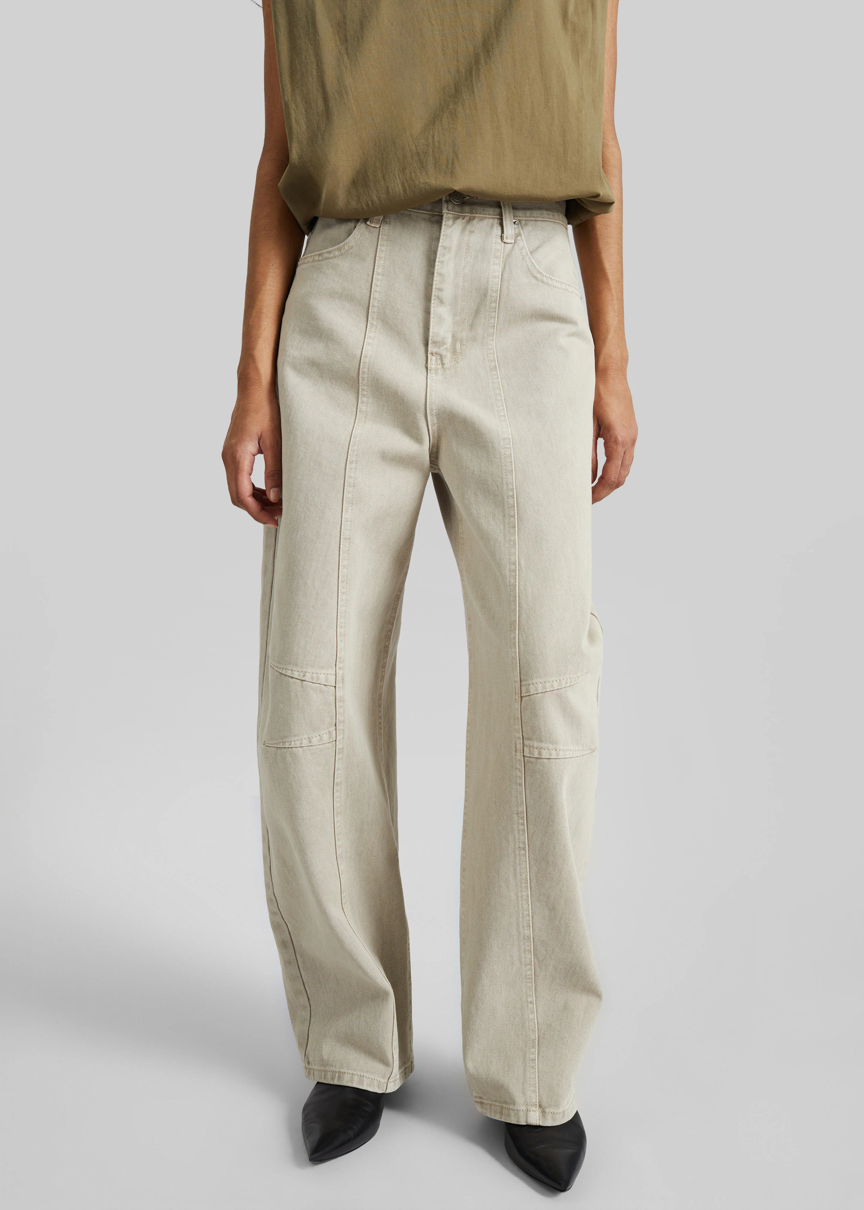 Idre Barrel Leg Jeans - Beige - Image 2