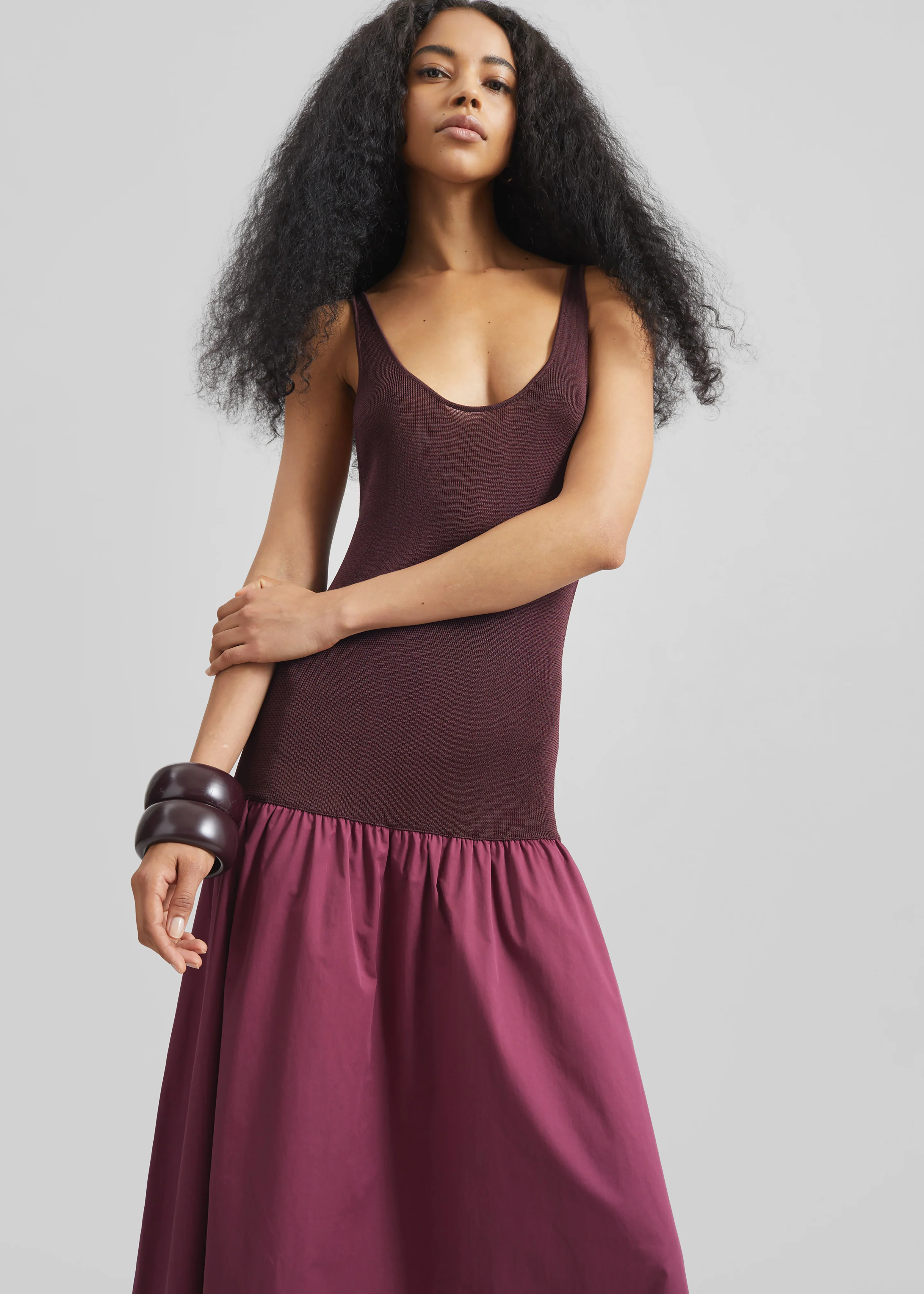 Iliya Drop Waist Maxi Dress - Burgundy - Image 2