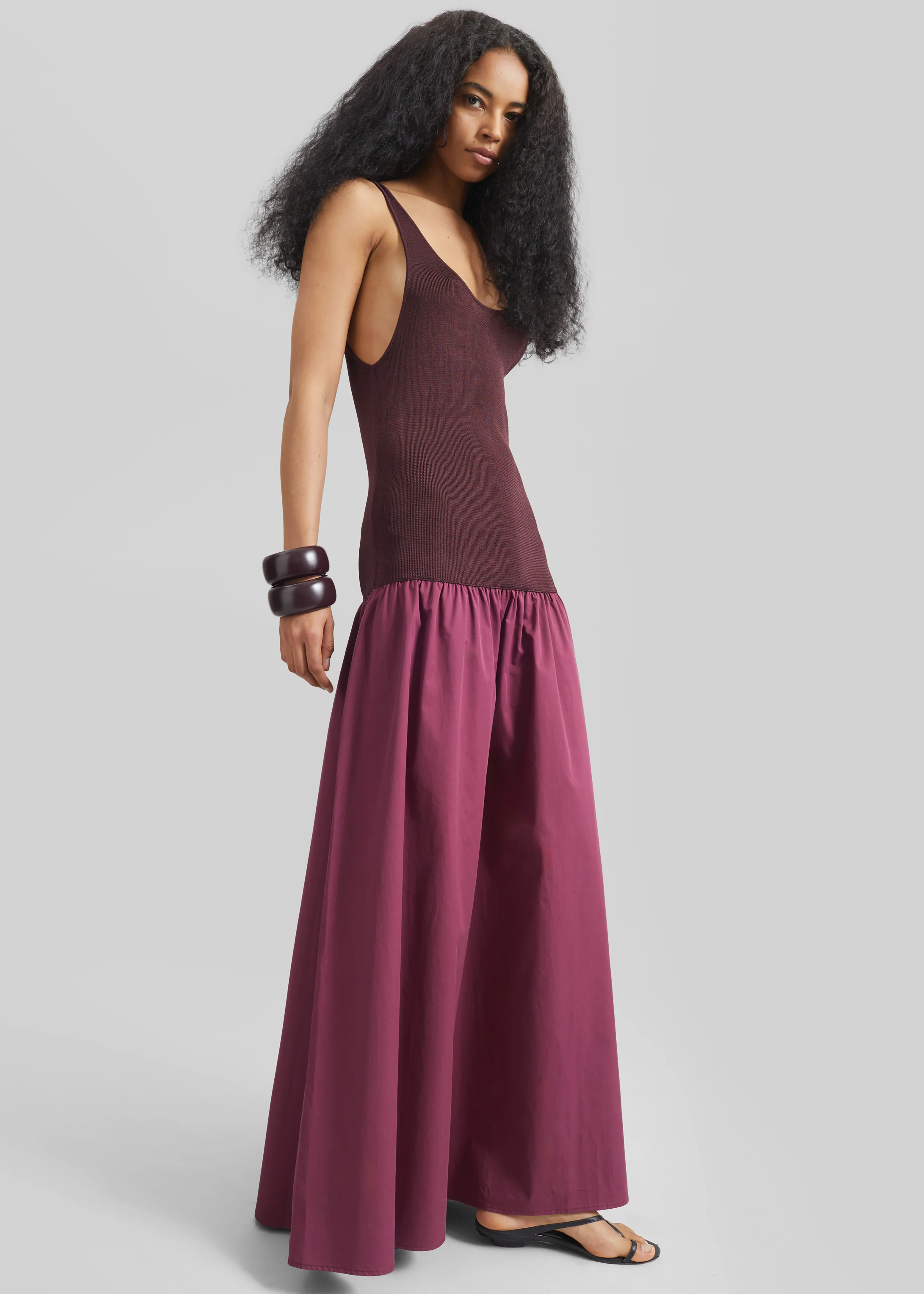 Iliya Drop Waist Maxi Dress - Burgundy - Image 3