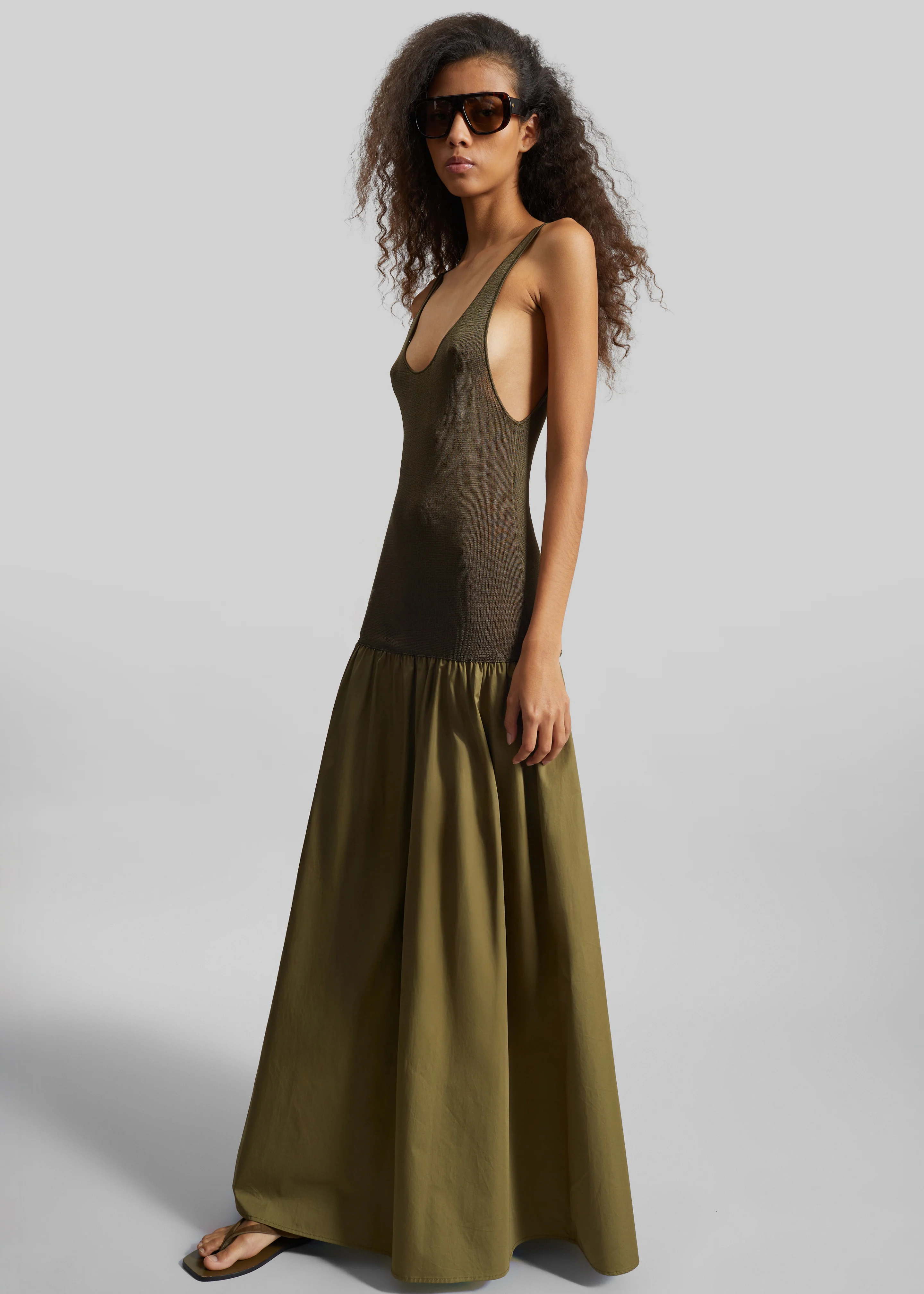Iliya Drop Waist Maxi Dress - Olive - Image 3