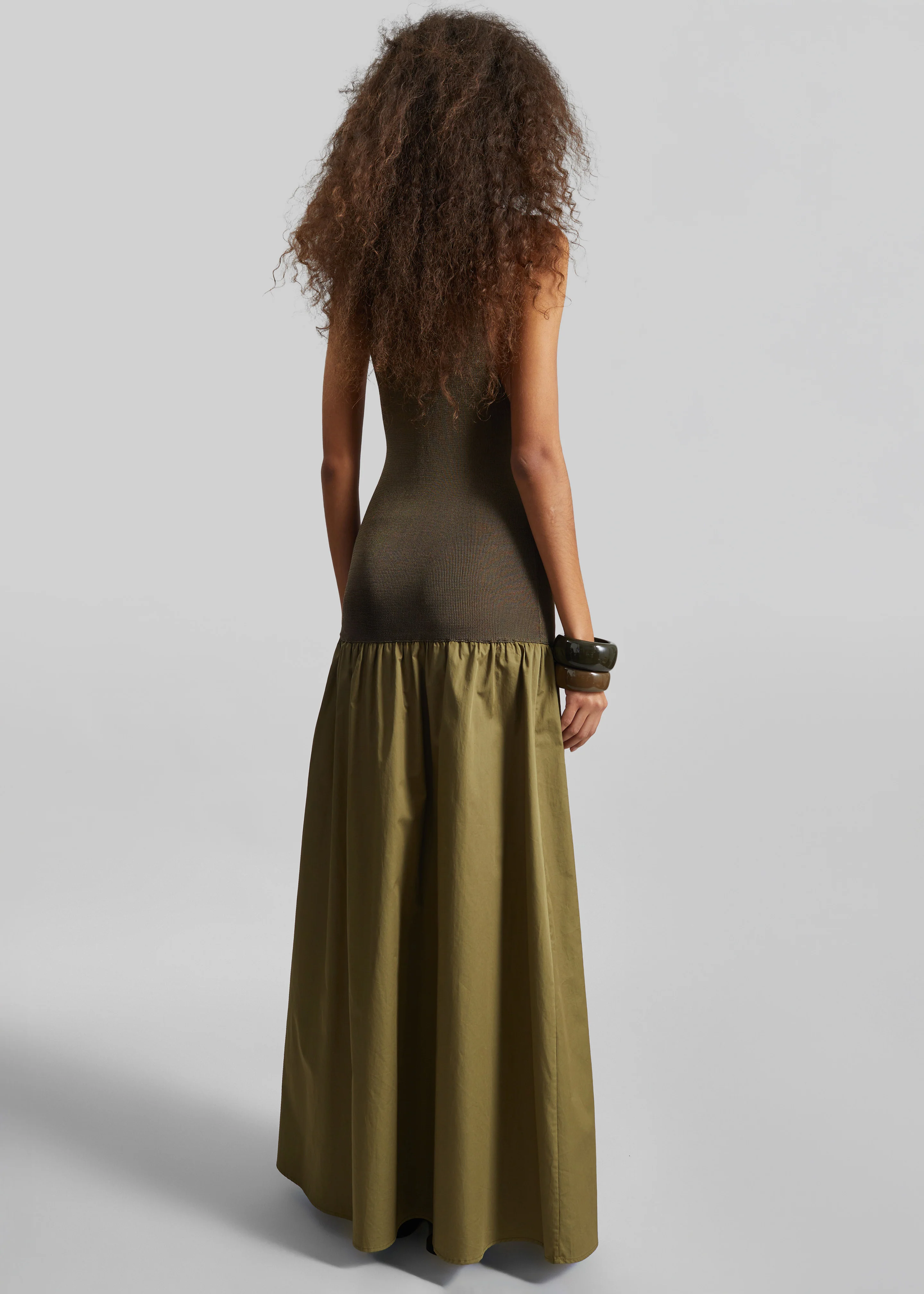 Iliya Drop Waist Maxi Dress - Olive - Image 5
