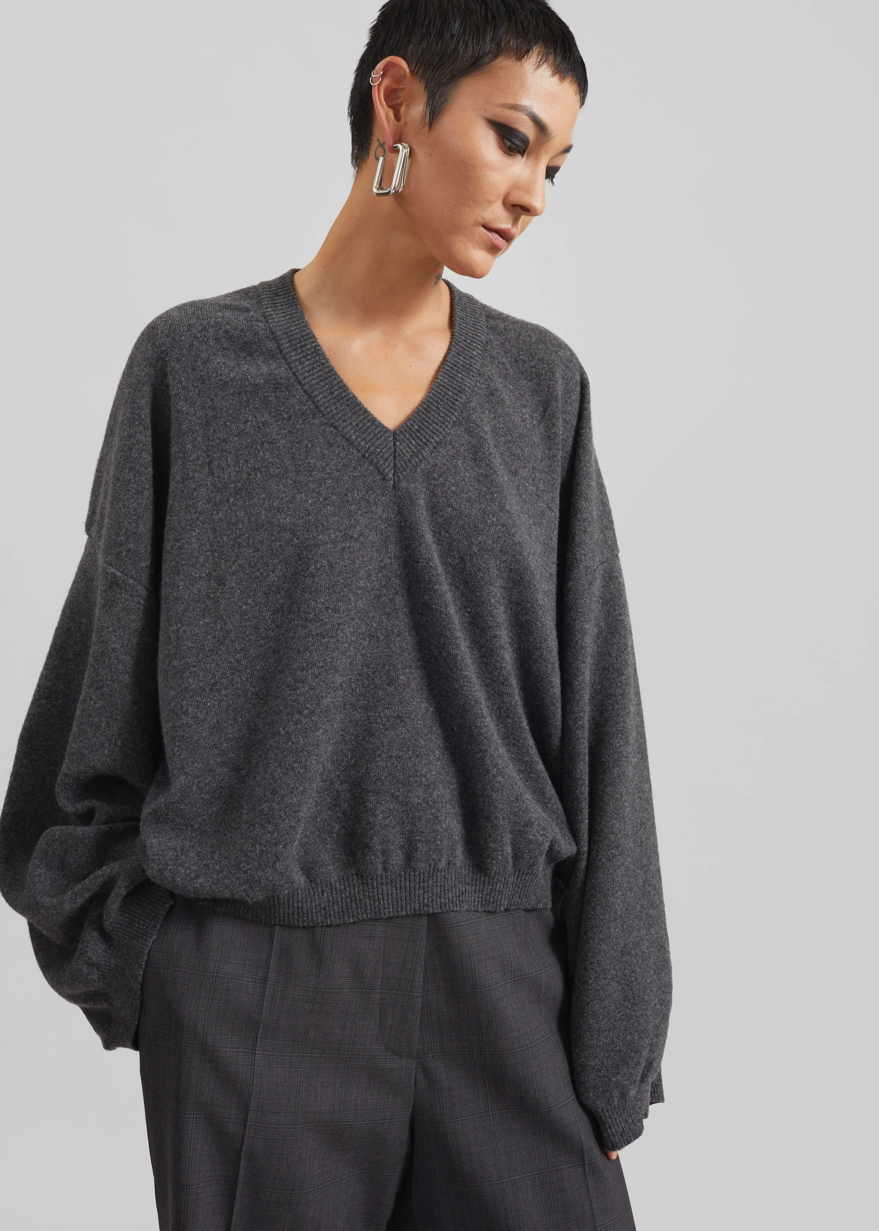 Ilston V-Neck Sweater - Grey - Image 2