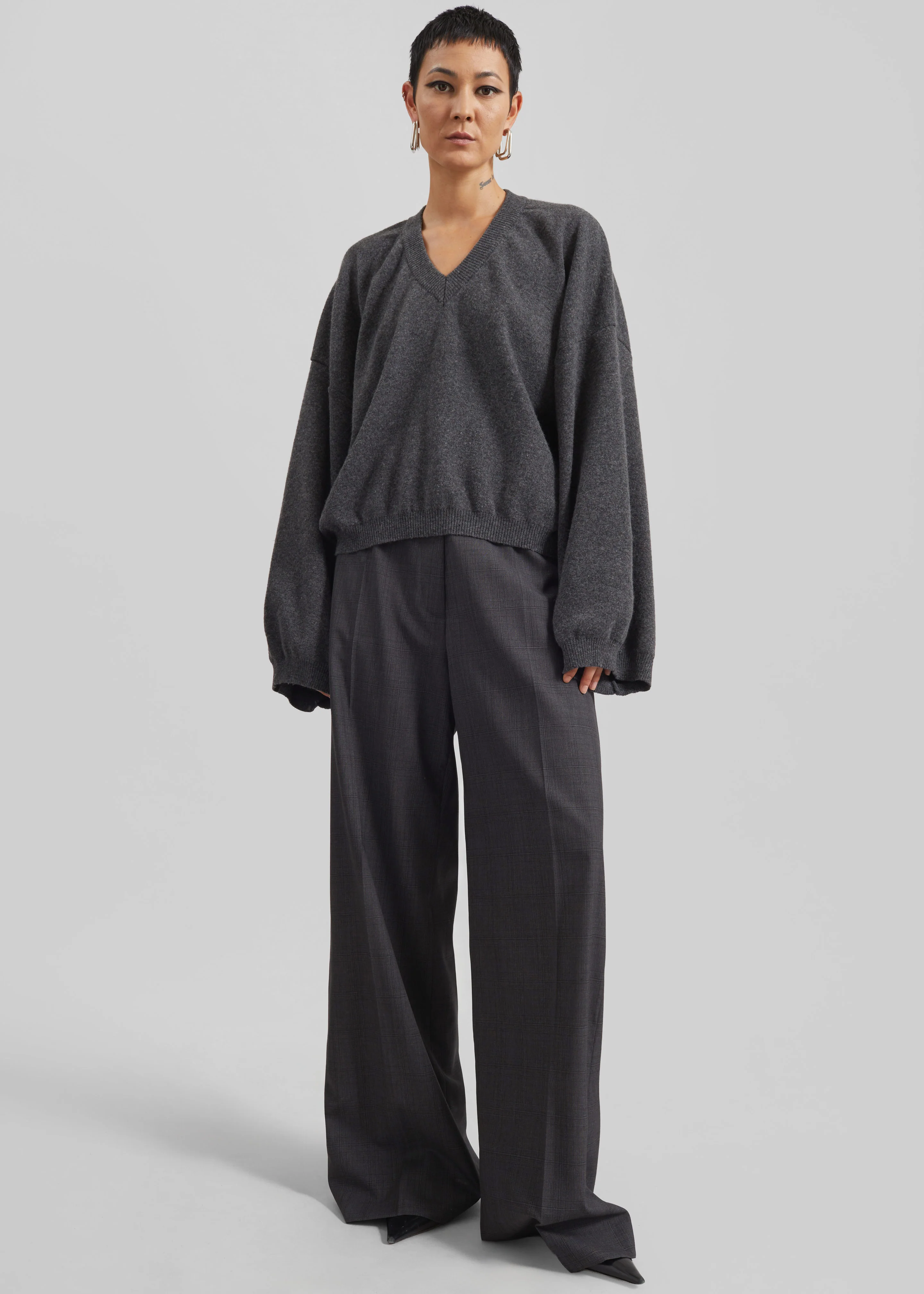 Ilston V-Neck Sweater - Grey - Image 7