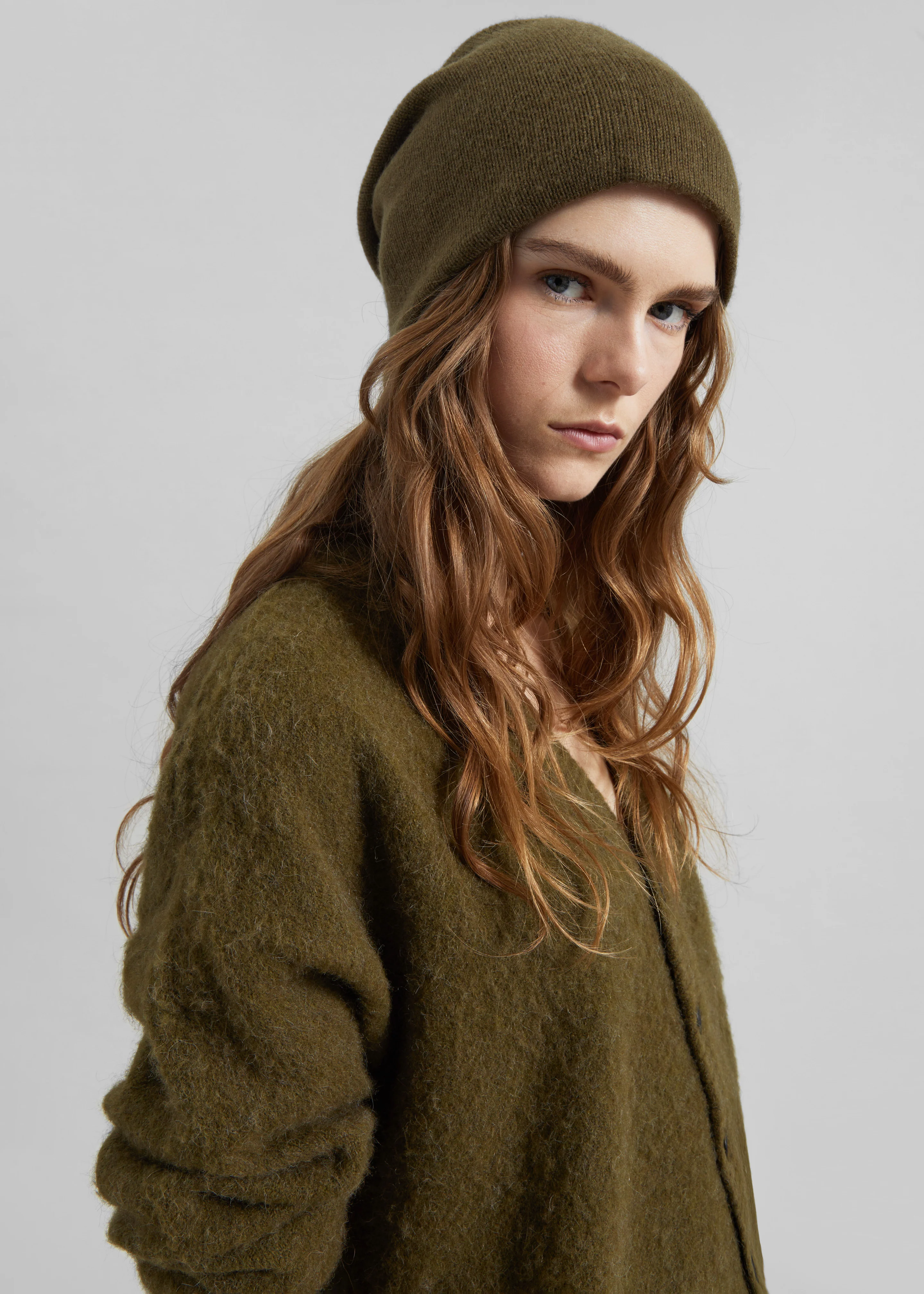Inko Cashmere Beanie - Olive - Image 3