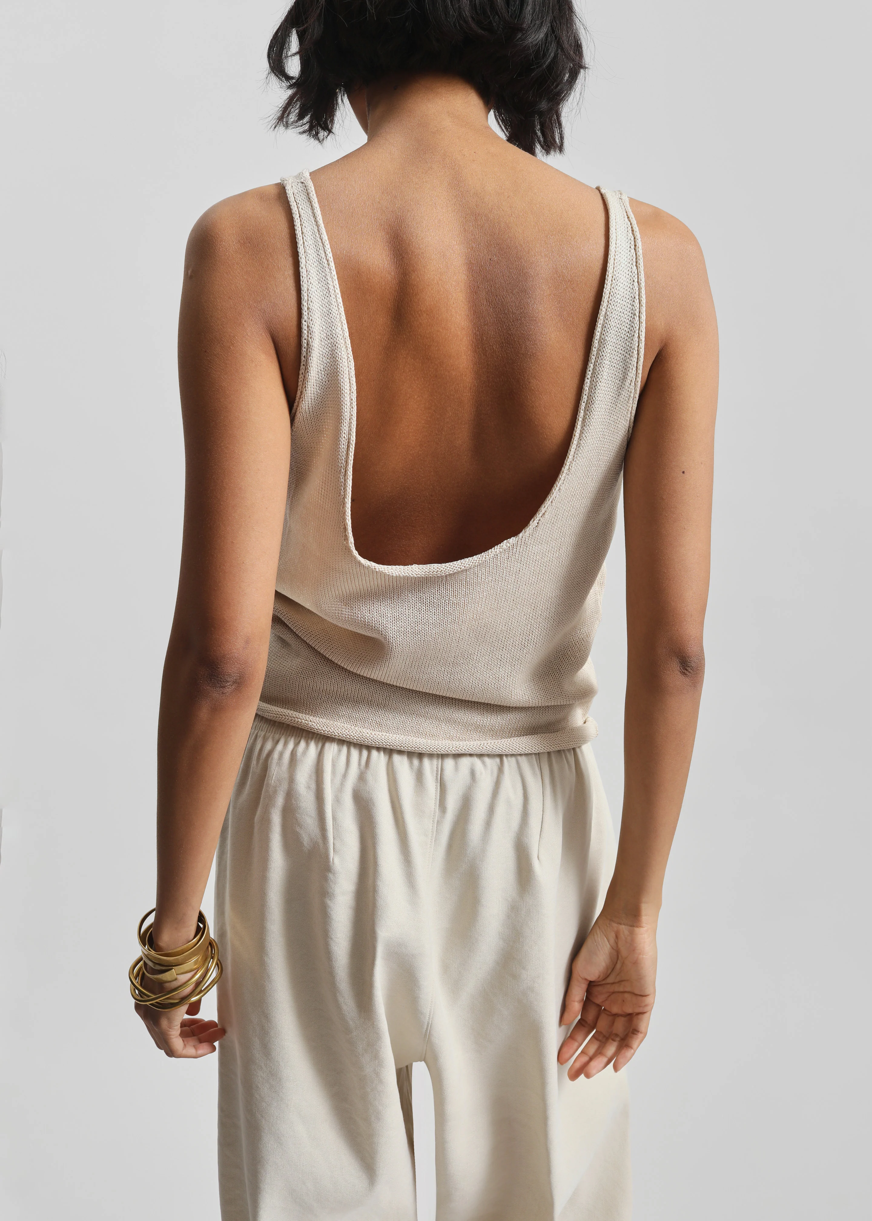 Islay Open-Back Knit Tank - Beige - Image 9