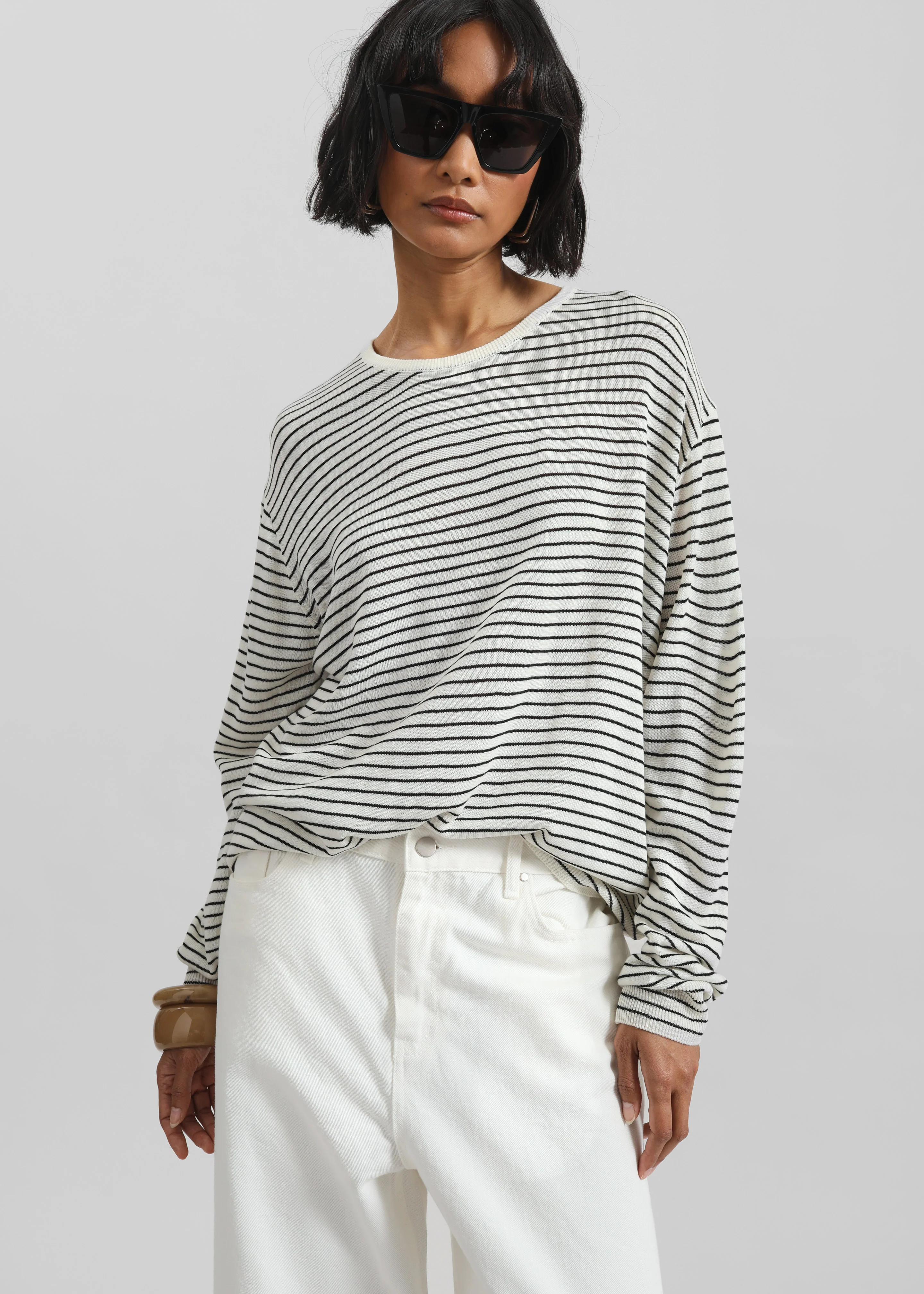 Iven Knit Pullover - White/Black Stripe - Image 2