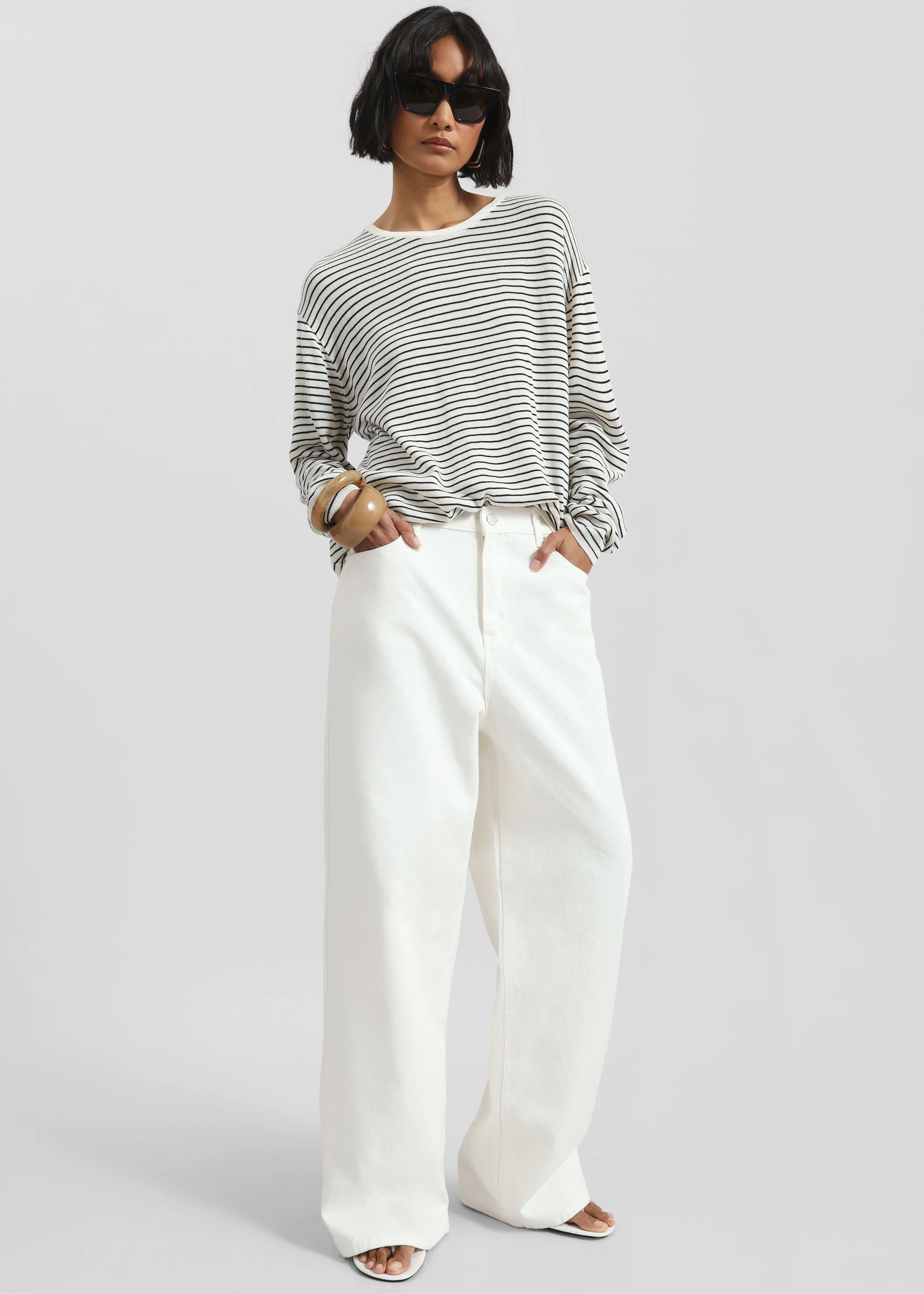 Iven Knit Pullover - White/Black Stripe - Image 4