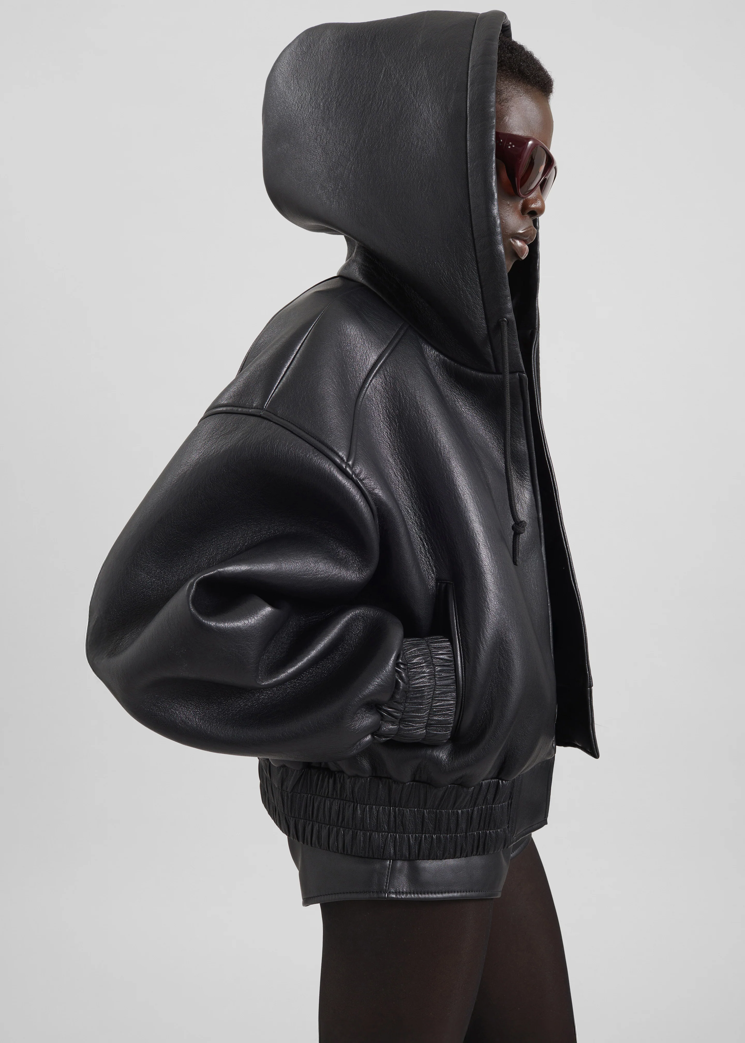 Jackson Faux Leather Bonded Bomber - Black - Image 2