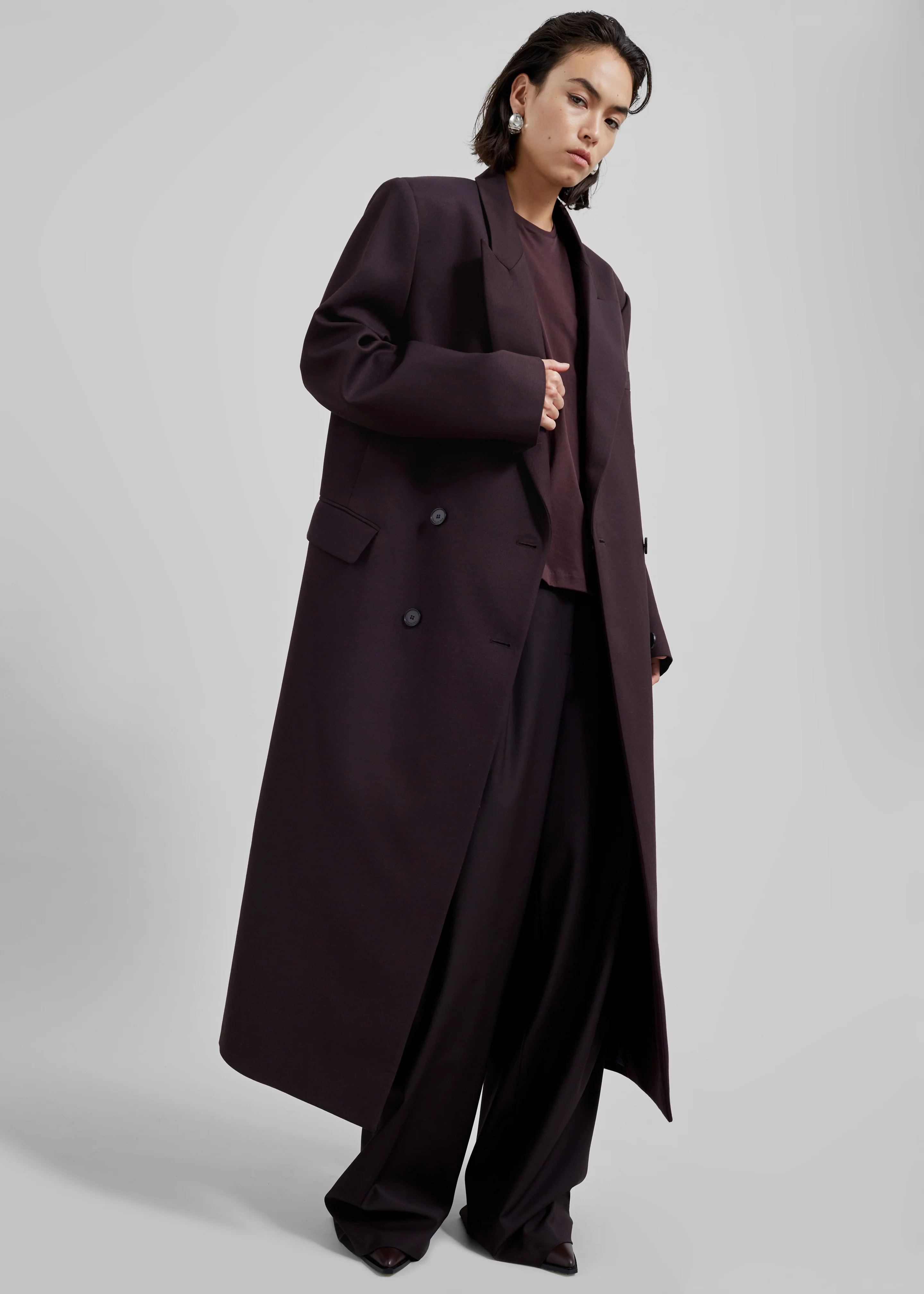 Jane Long Coat - Dark Plum - Image 3