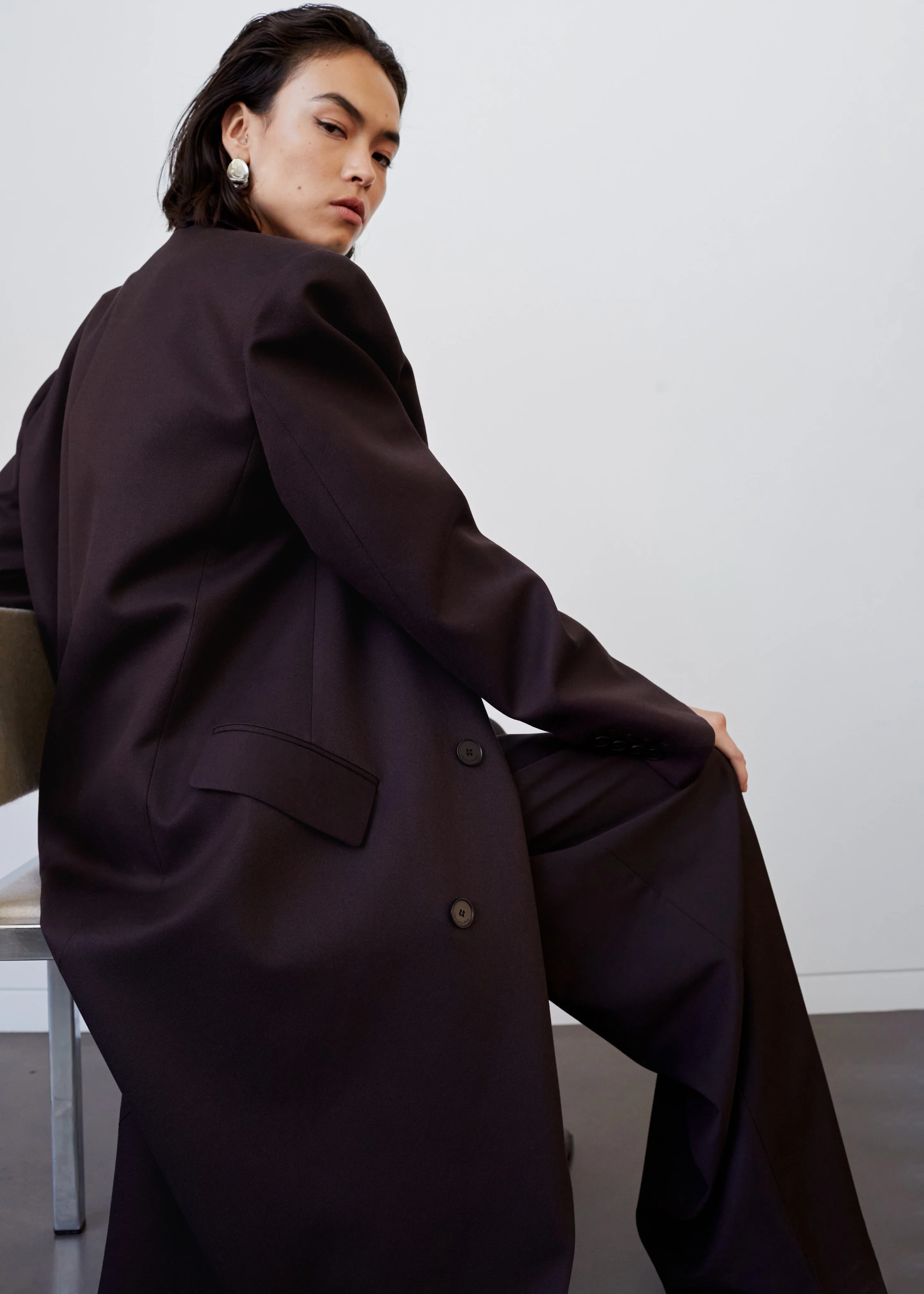 Jane Long Coat - Dark Plum - Image 9